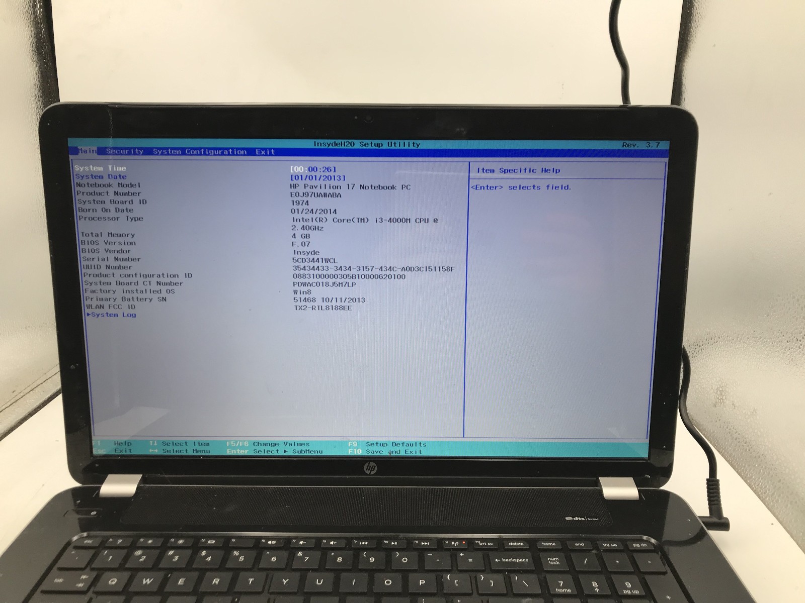 HP PAVILION 17 NOTEBOOK – BOOTS TO BIOS – INTEL I3 4000M – 4GB RAM – READ – BB!!