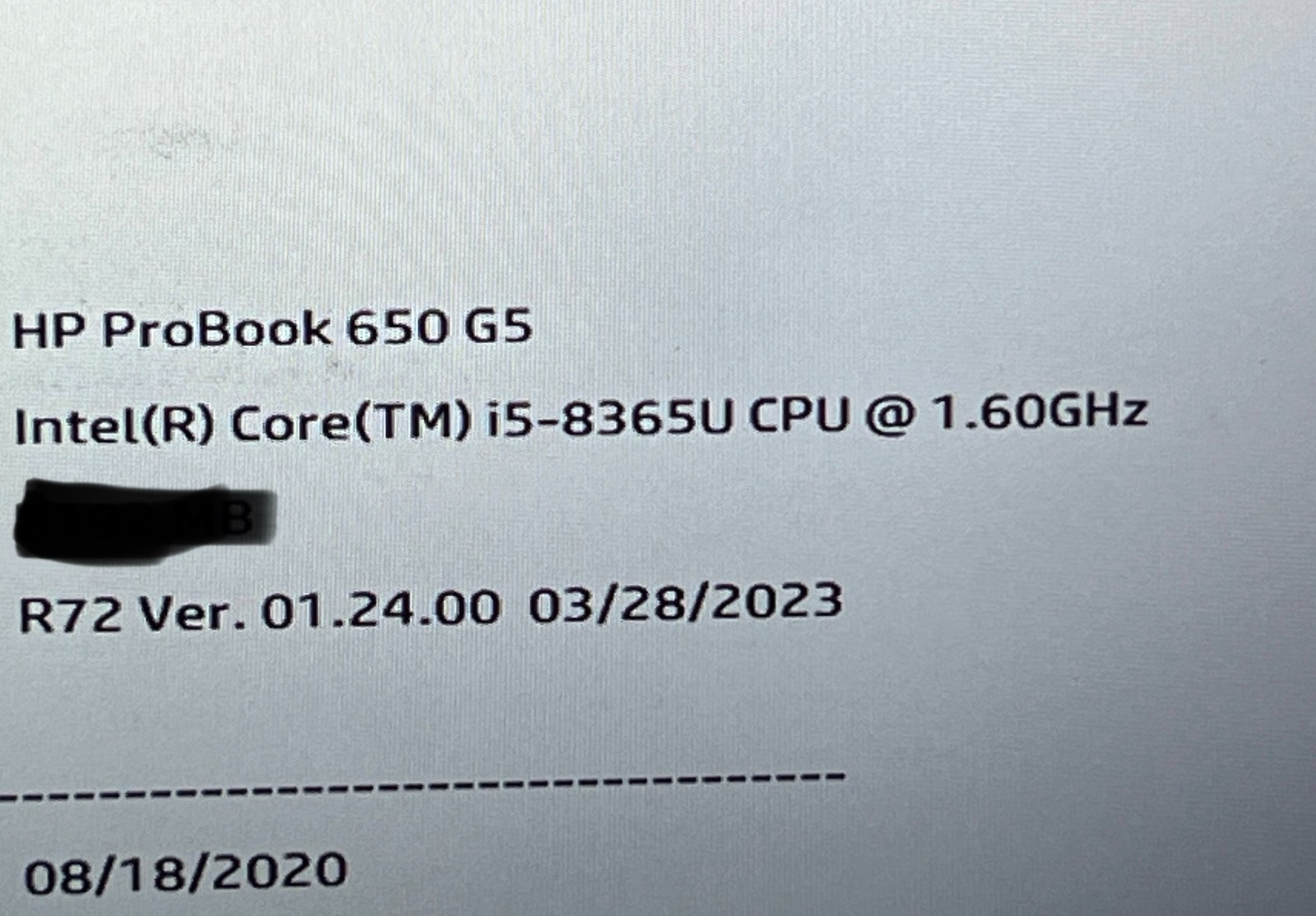 HP ProBook 650 G5 i5-8365U VGA Port NO RAM/SSD