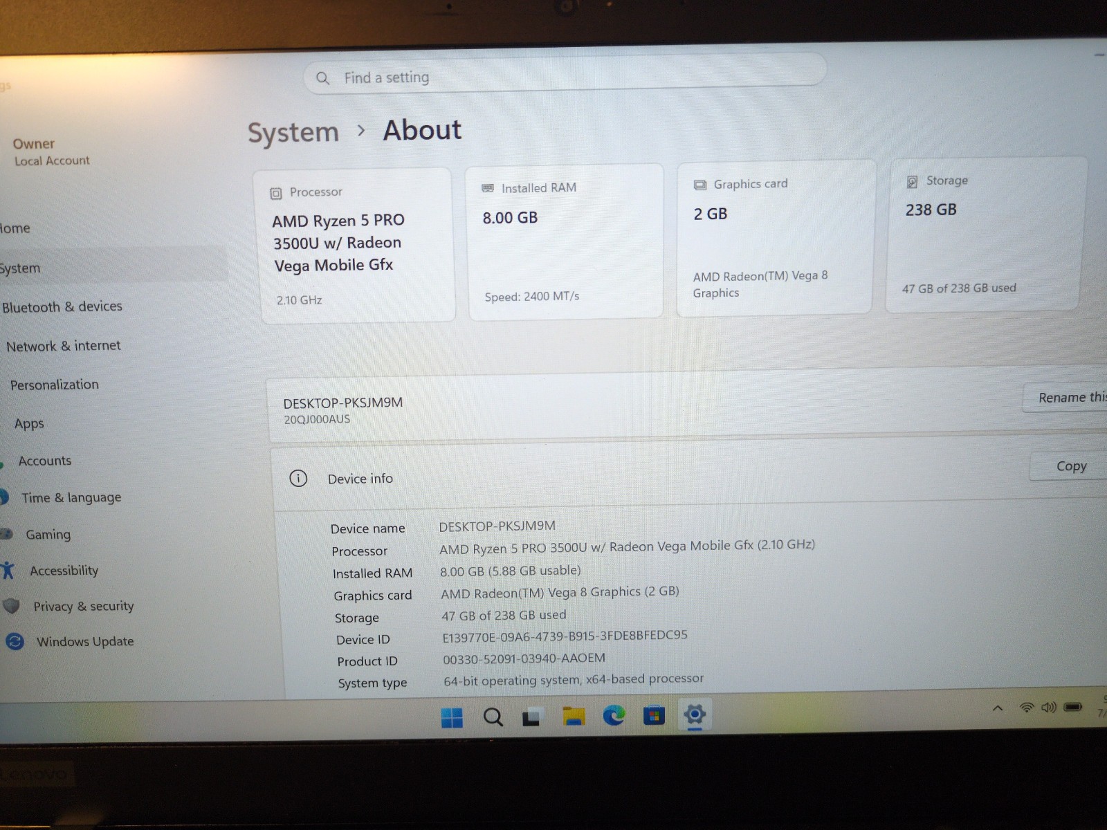Lenovo ThinkPad T495s | Ryzen 5 3500U | 8GB RAM | 256GB SSD | WIN 11 PRO Laptop