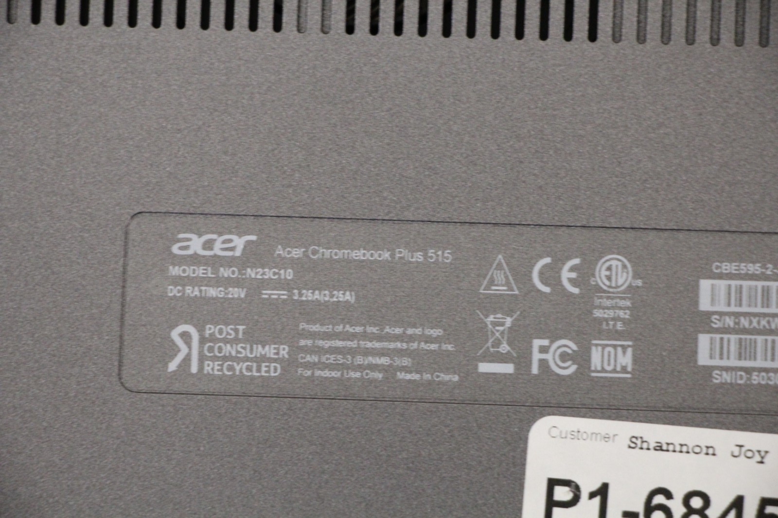 Acer Chromebook Plus 515 N23C10 15.6″ Laptop I3-1215U 8GB RAM 128GB