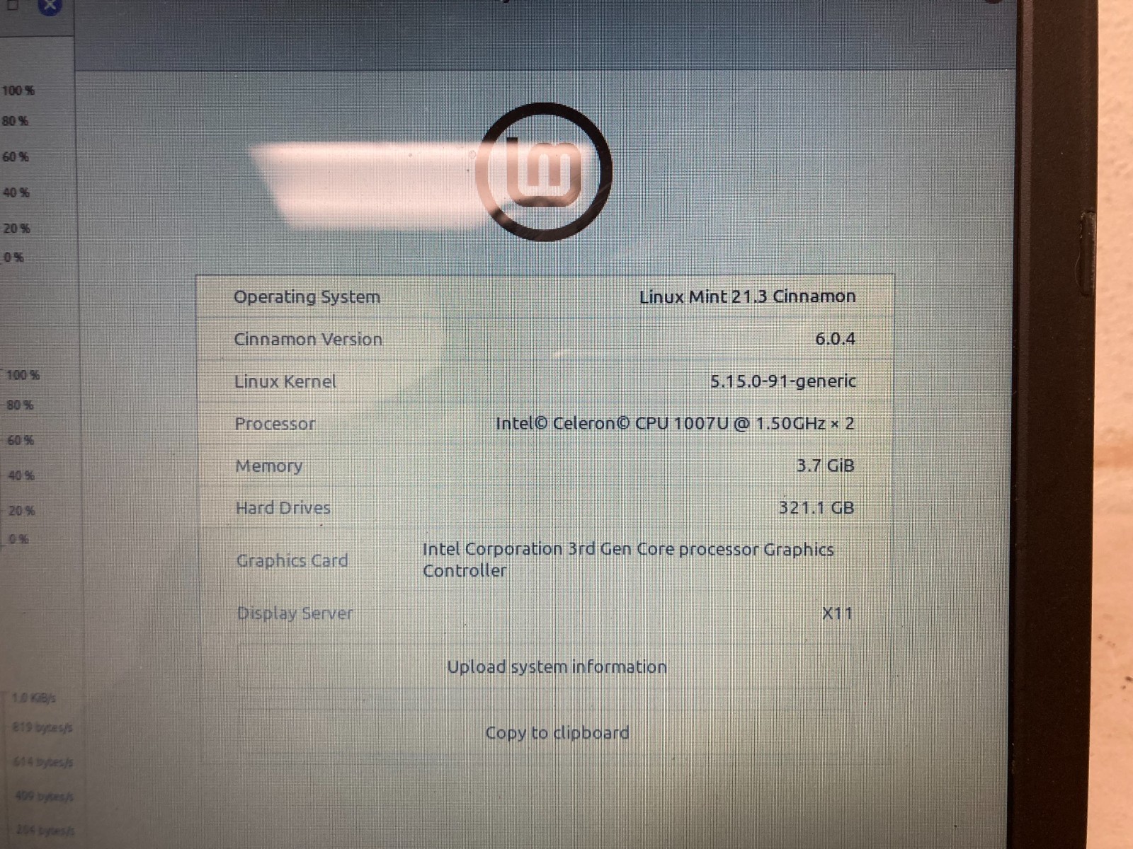 Dell Inspiron 15 Laptop Intel Celeron 321GB HDD 3.8GB RAM Linux Mint OS