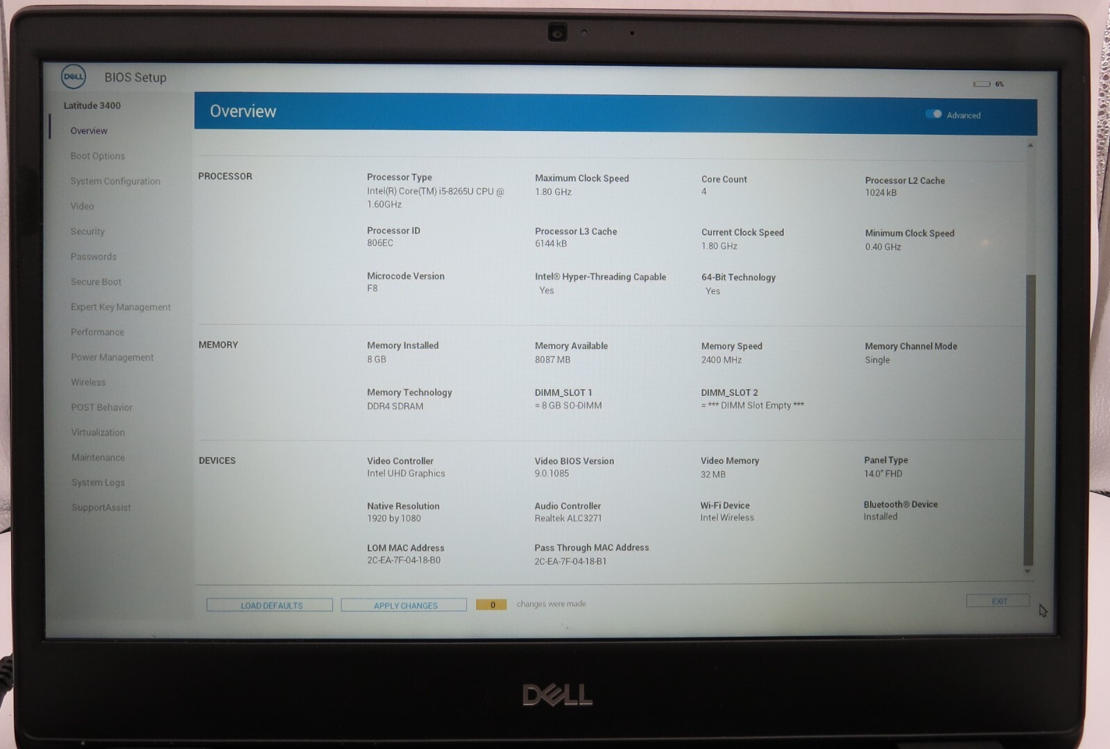 Dell Latitude 3400-14″-i5-8265U@1.60GHz-8GB DDR4 RAM-NO STORAGE/OS *READ*