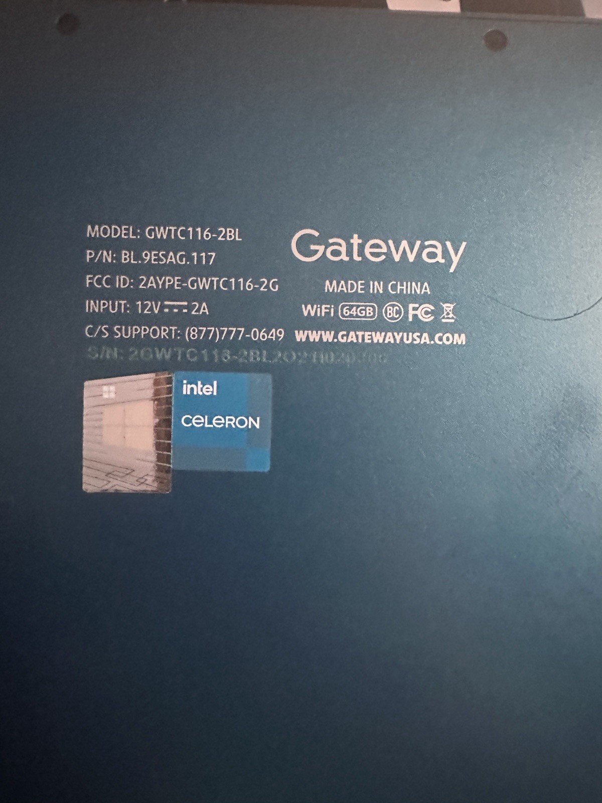 Gateway GWTC116-2BL 11.6″ Blue Laptop Intel Celeron 4GB RAM 64GB eMMC Wi-Fi