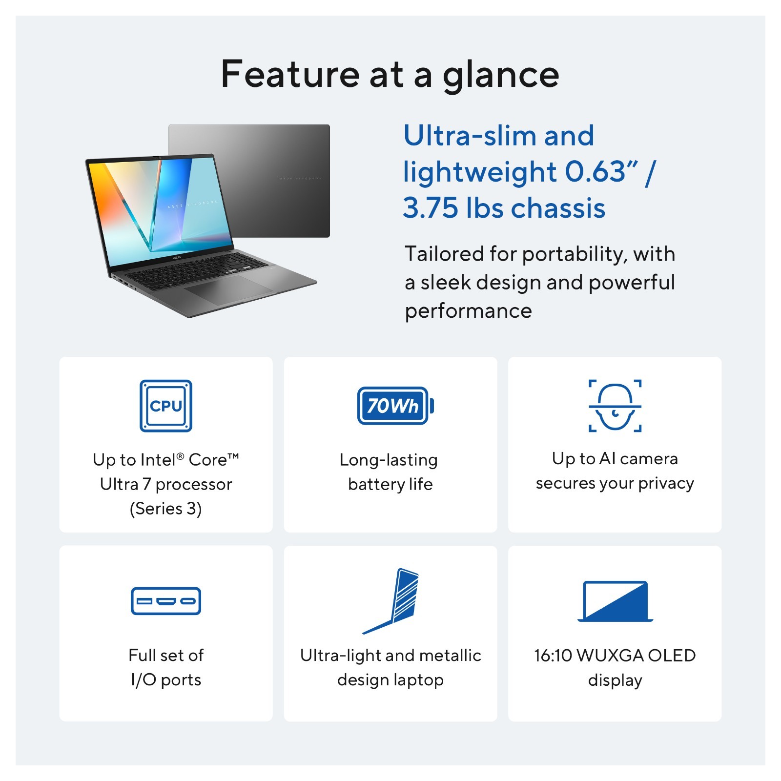 ASUS Vivobook S16 16″ OLED WUXGA Copilot+ PC Intel Ultra 7 355 16GB RAM 1TB SSD