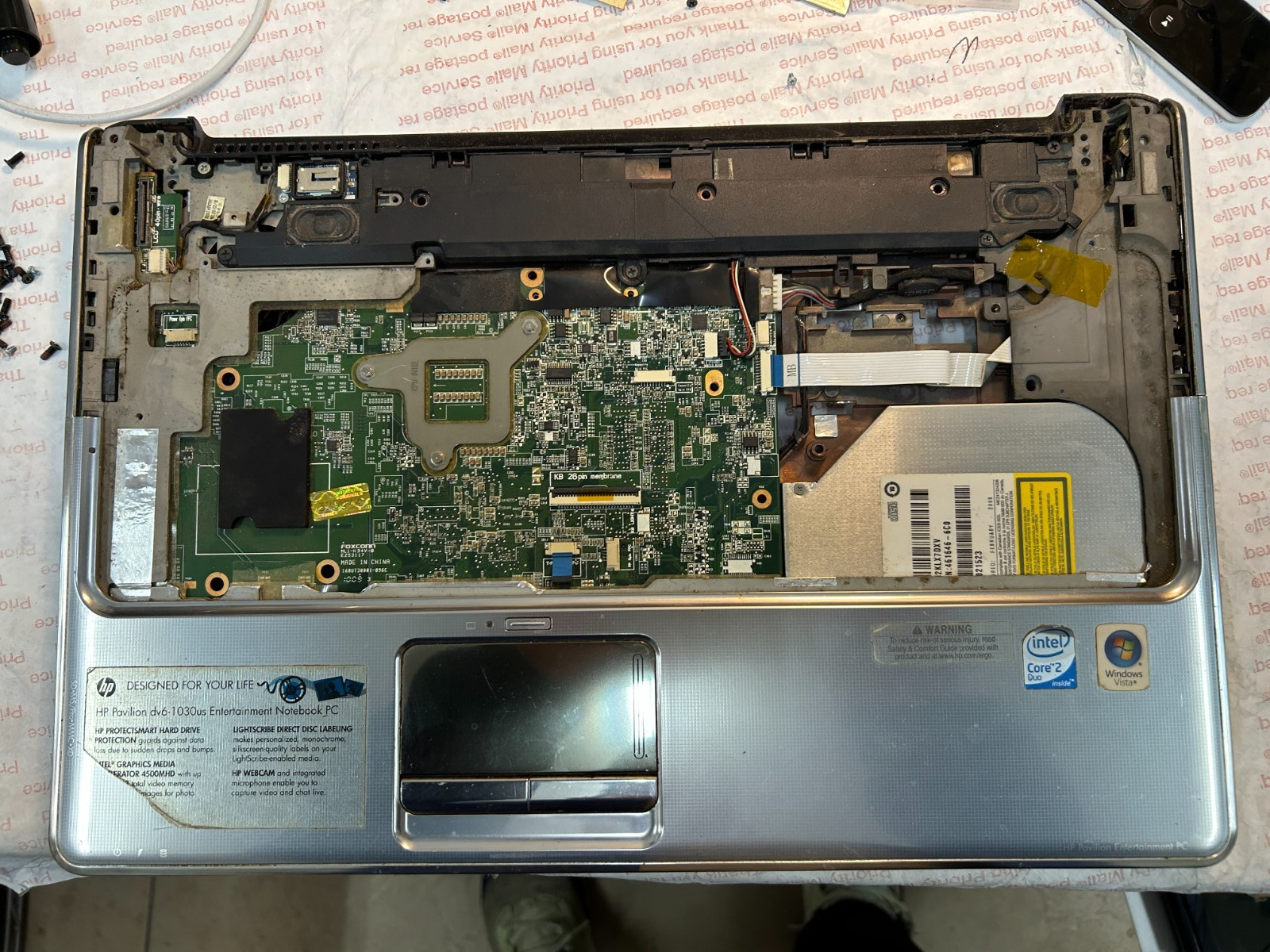HP Pavilion DV6-1030US Motherboard Core 2 Duo T6400 2GHz 4GB & keyboard topcase