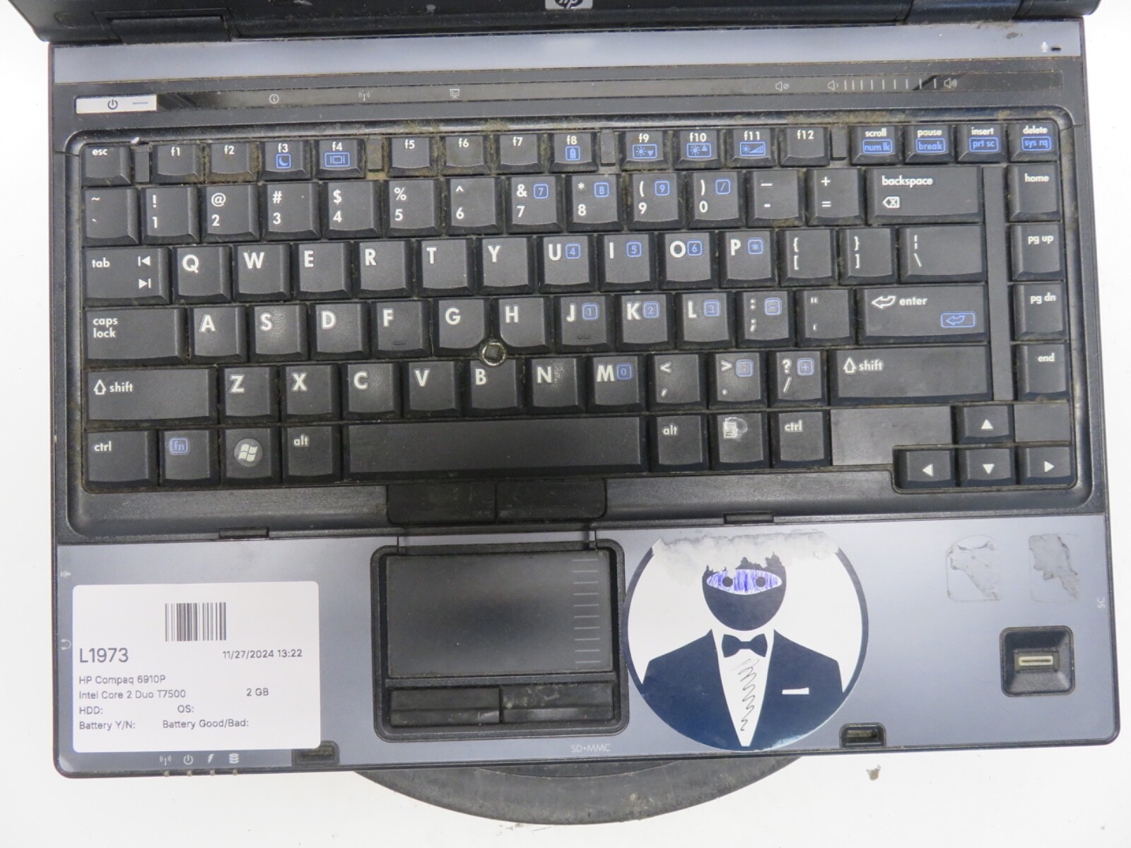 HP Compaq 6910P Intel Core 2 Duo T7500 2200MHz 2 GB NO HDD No Batt