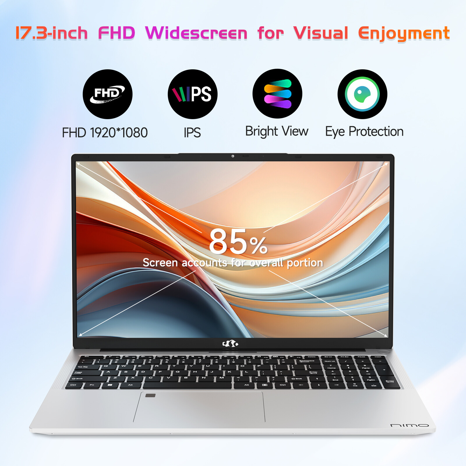 NIMO 17.3″ IPS FHD-Laptop Intel 6 Cores i3-1215U 16GB RAM 512GB SSD Up to 4.4GHz