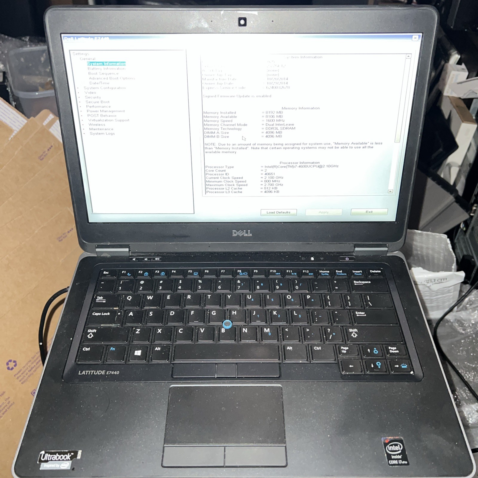 Dell Latitude e7440, Intel Core i7-4600u@2.10ghz,8GB RAM 256GB SSD WIN 10