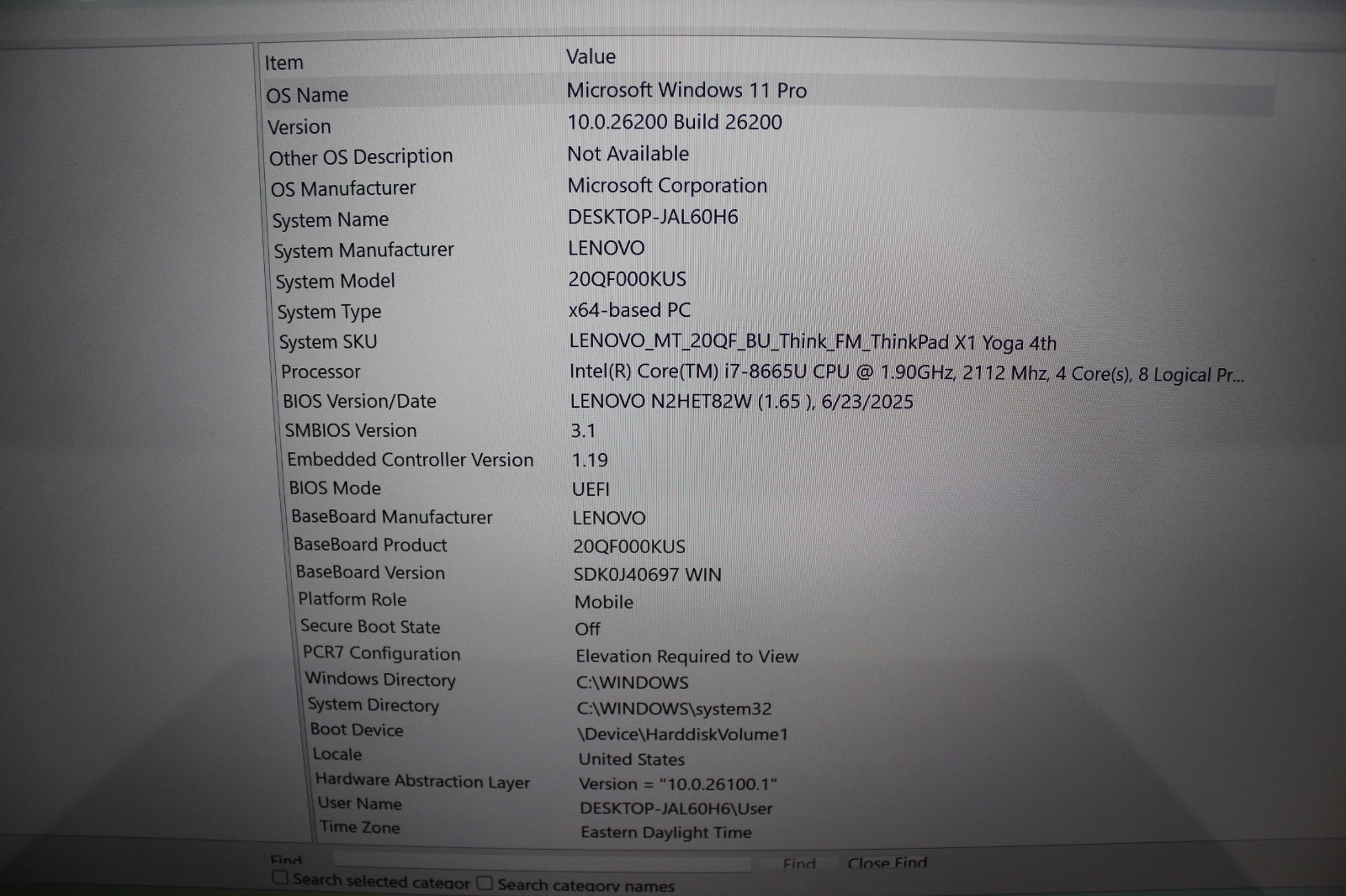 Lenovo Thinpad X1 Yoga Gen4 I7-8665U 256GB NvME-16GB LPDDR4 Win11Pro- Touch