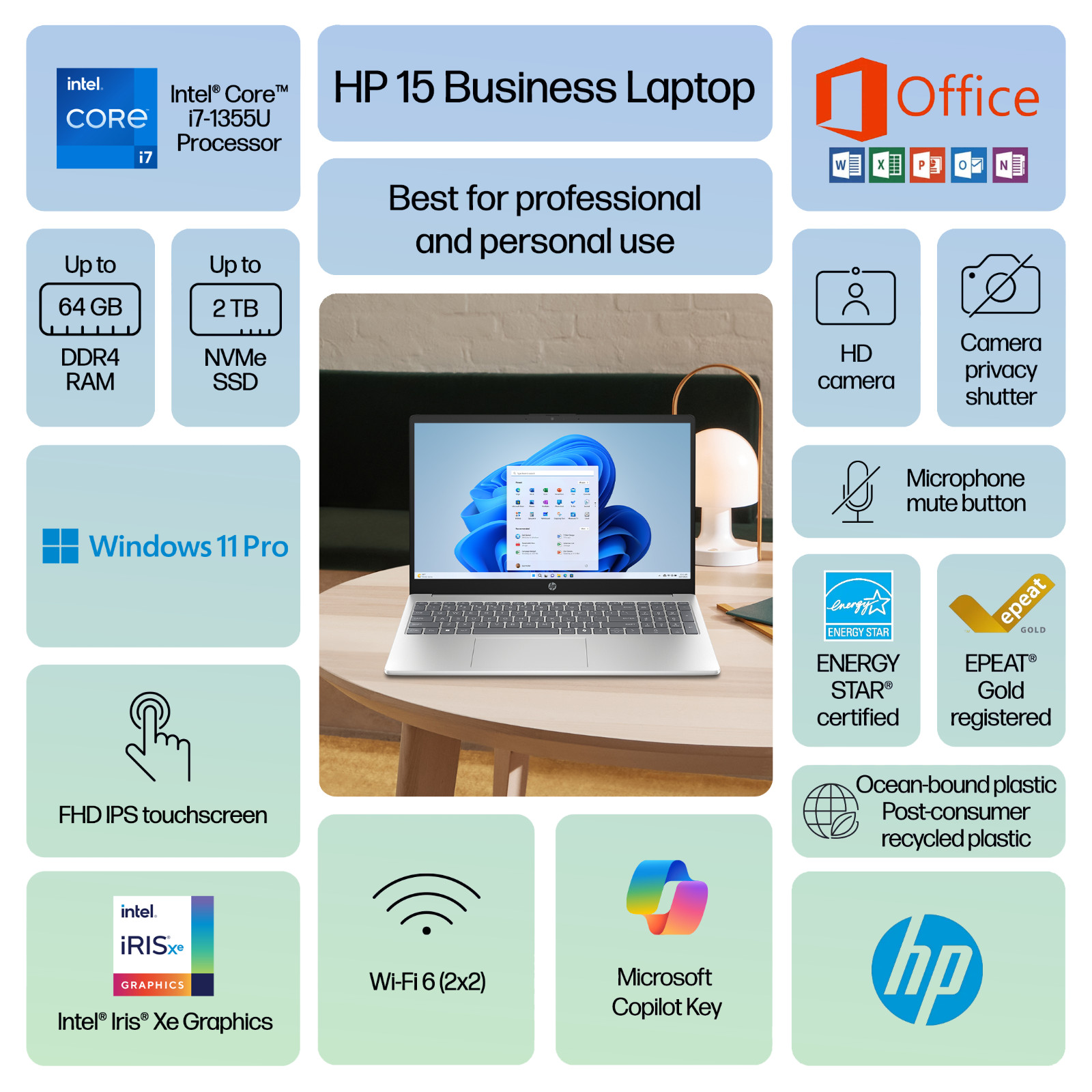 2026 HP Laptop Computer 15.6″ Touch, 10-Core Intel i7, Upto 64GB RAM 2TB SSD Pro
