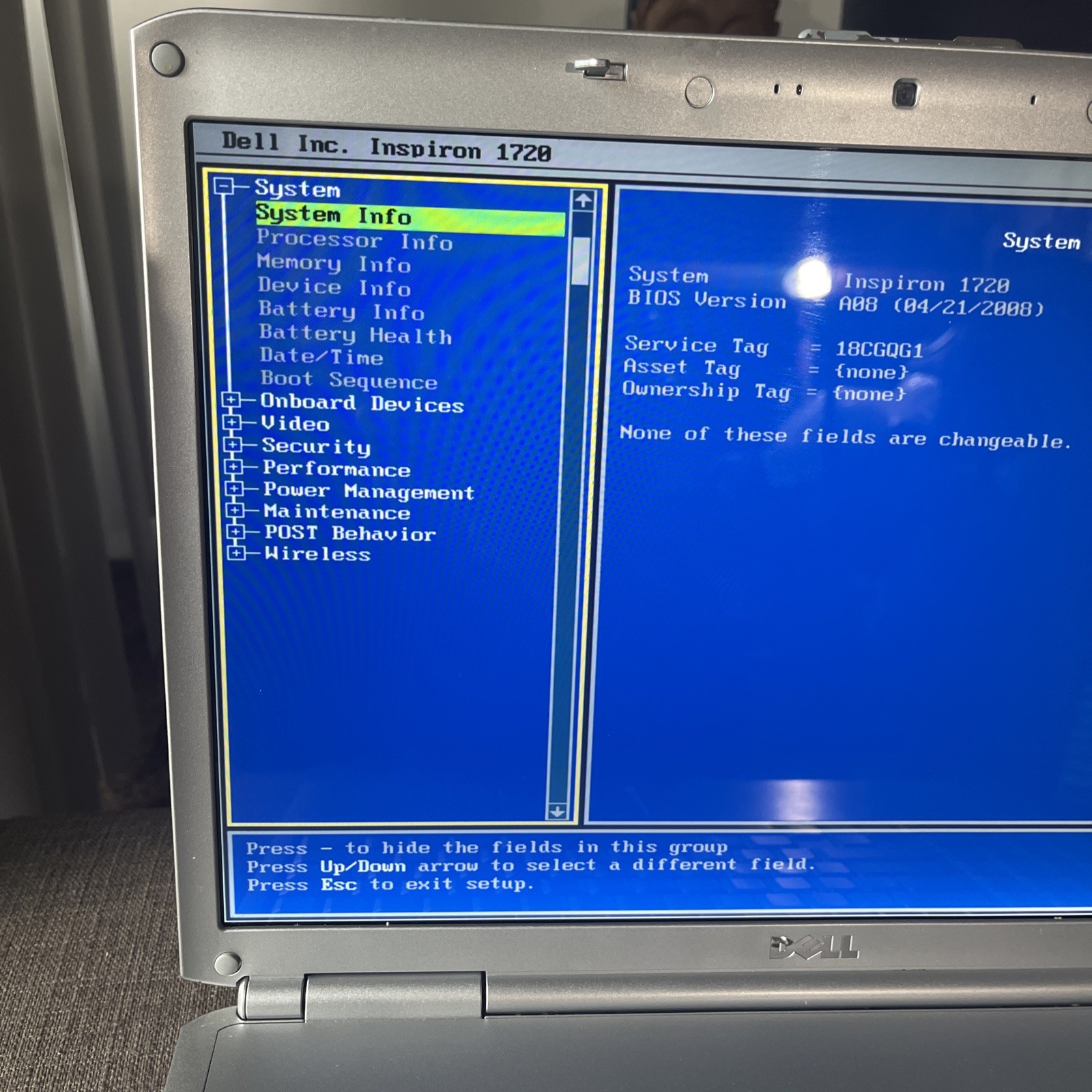 Dell Inspiron 1720 PP22X Intel Core 2 Duo 750MHz 1GB 17″ WXGA+ 1440×900 AS iS