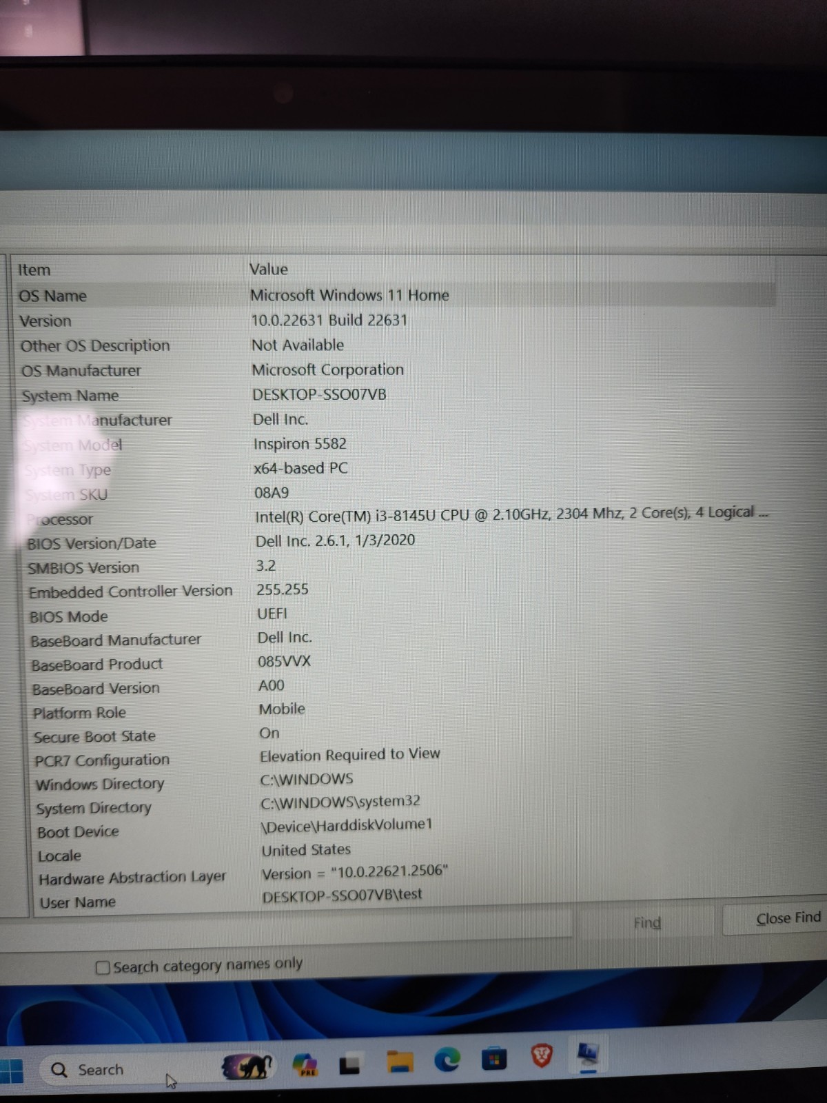 Dell Inspiron 5582 Intel i3 Gen 8 1TB SSD 16 GB Intel Optane 4 GB RAM (2 Slots)