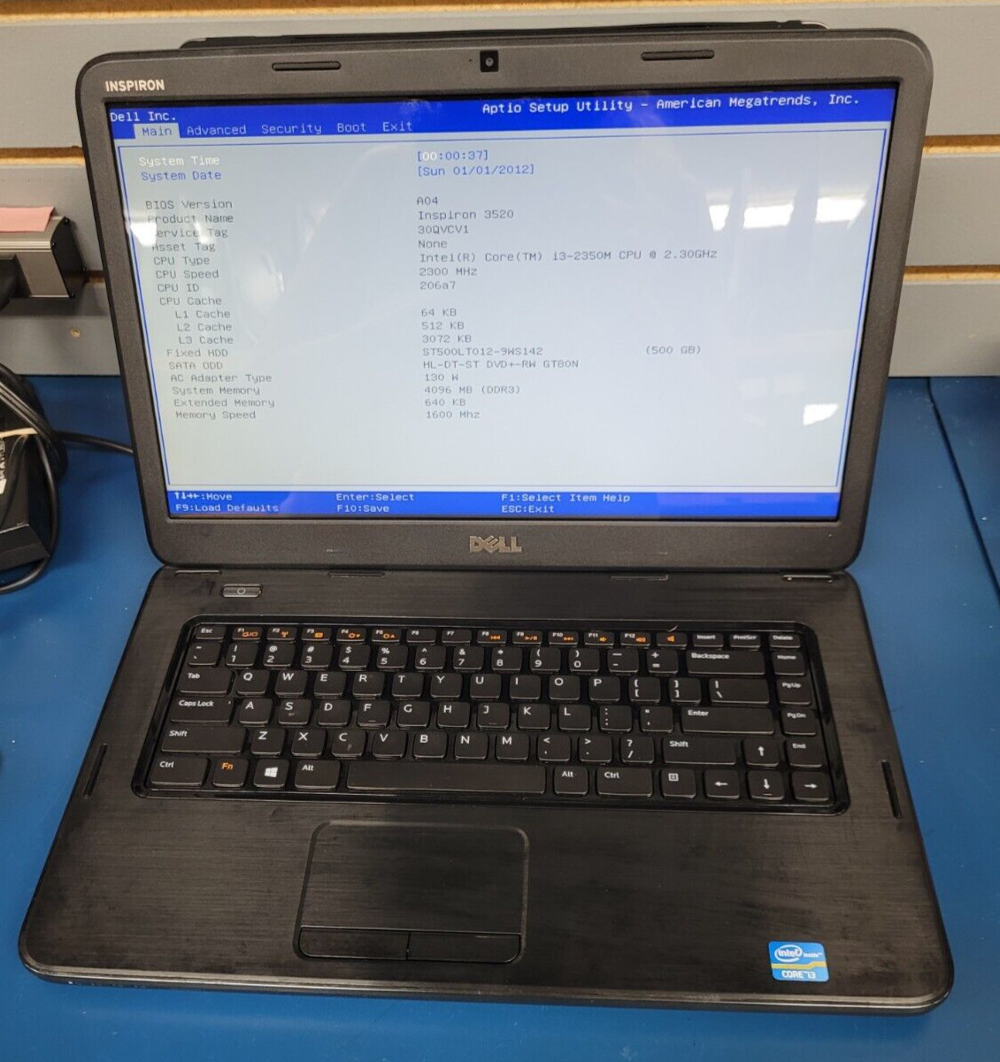 Dell Inspiron 3520 Intel i3-2350M 2.30GHz 4GB RAM 500GB HDD Win 10/11 Charger