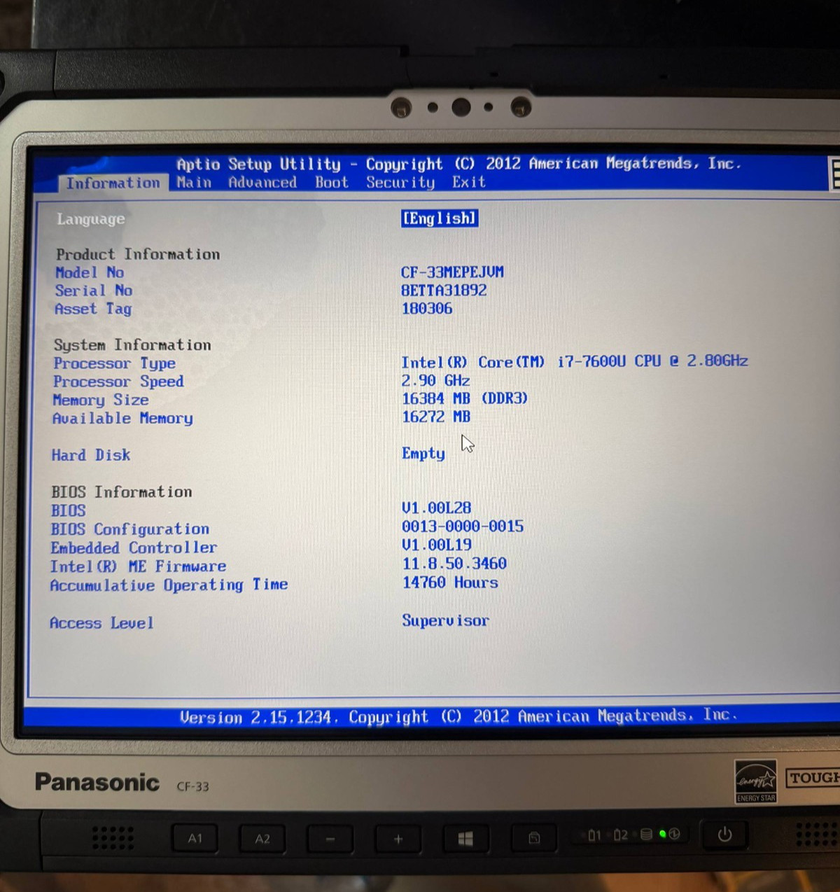 Lot of 2 Panasonic Toughbook CF-33 i7-7600 16GB LTE /dGPS/Barcode LCD defects