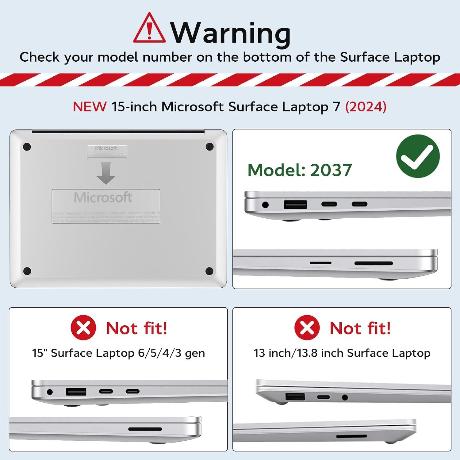 Case for Microsoft Surface Laptop 15 inch Touchscreen Copilot+ PC 2024 Model 203
