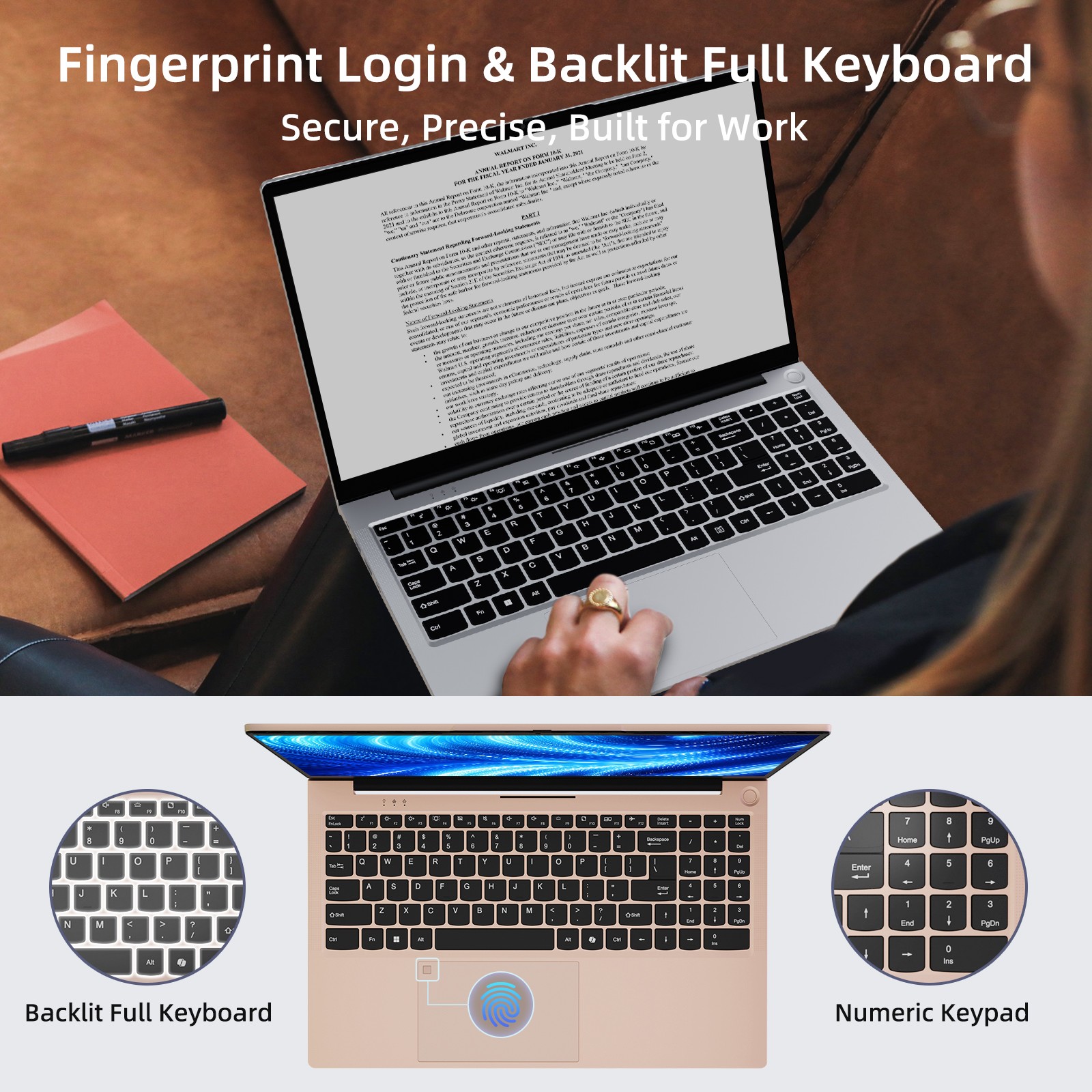 15.6″ IPS FHD Laptop Intel Pentium 12th Gen N100 Backlit Kb 3.4GHz Win11 Wifi6