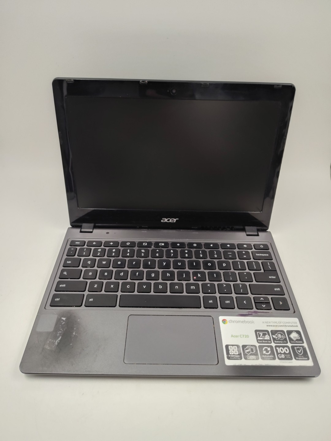Acer Chromebook C720 Series ZHN 11.6″ Laptop Without AC Adapter For Parts As Is!