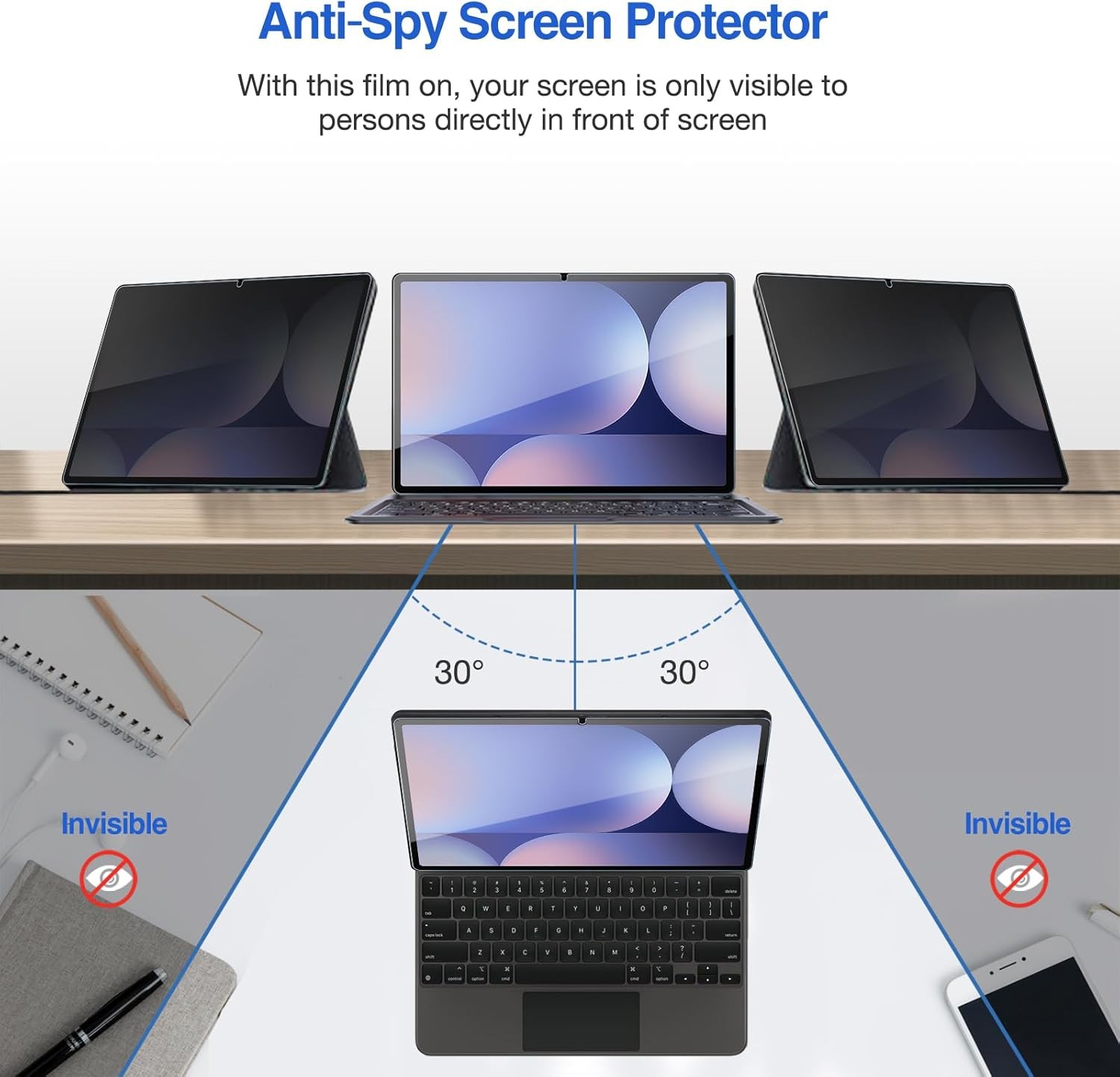 Privacy Screen Protector for Galaxy Tab S10 Plus/S9 FE Plus/S9 Plus 12.4 Inch