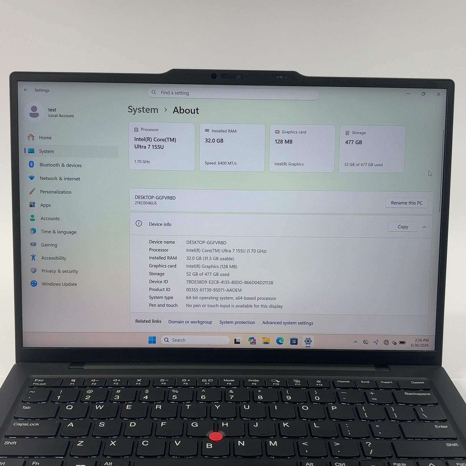 Lenovo ThinkPad X1 Carbon Gen 12 14″ Core Ultra 7 155U 1.7GHz 32GB RAM 1TB SSD
