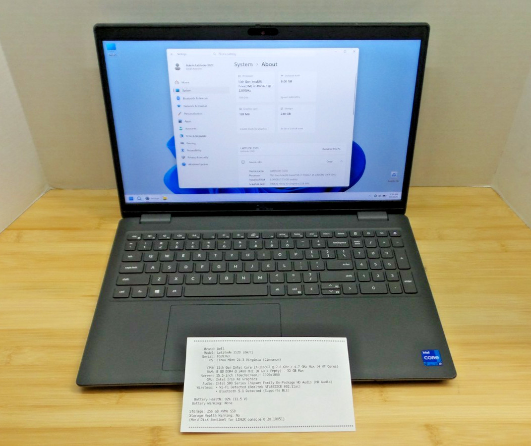 Functional DELL Latitude 3520 Touchscreen | i7-1165G7 | 8 GB RAM | 256 GB SSD
