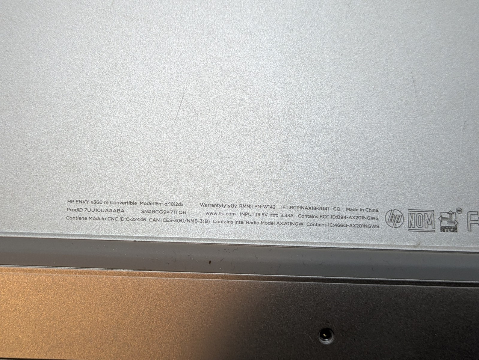 HP ENVY x360 15m-dr1012dx (512GB SSD, Intel Core i7-10510U, 12GB RAM) No Charger