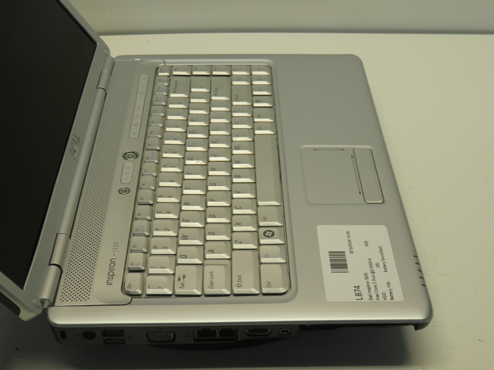 Dell Inspiron 1525 Intel Core 2 Duo 2.00GHz 3GB 500 GB Windows XP No Batt