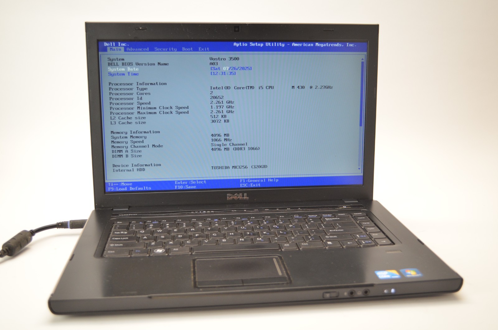 Dell Vostro 3500 15.6″ Laptop Intel i5 M430 2.27GHz 4GB Ram NO HDD/OS