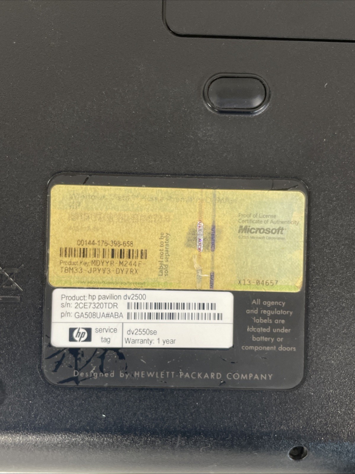 HP DV2500 Retro Laptop| Intel Core Duo 1.5GHz | 4GB RAM | No HDD