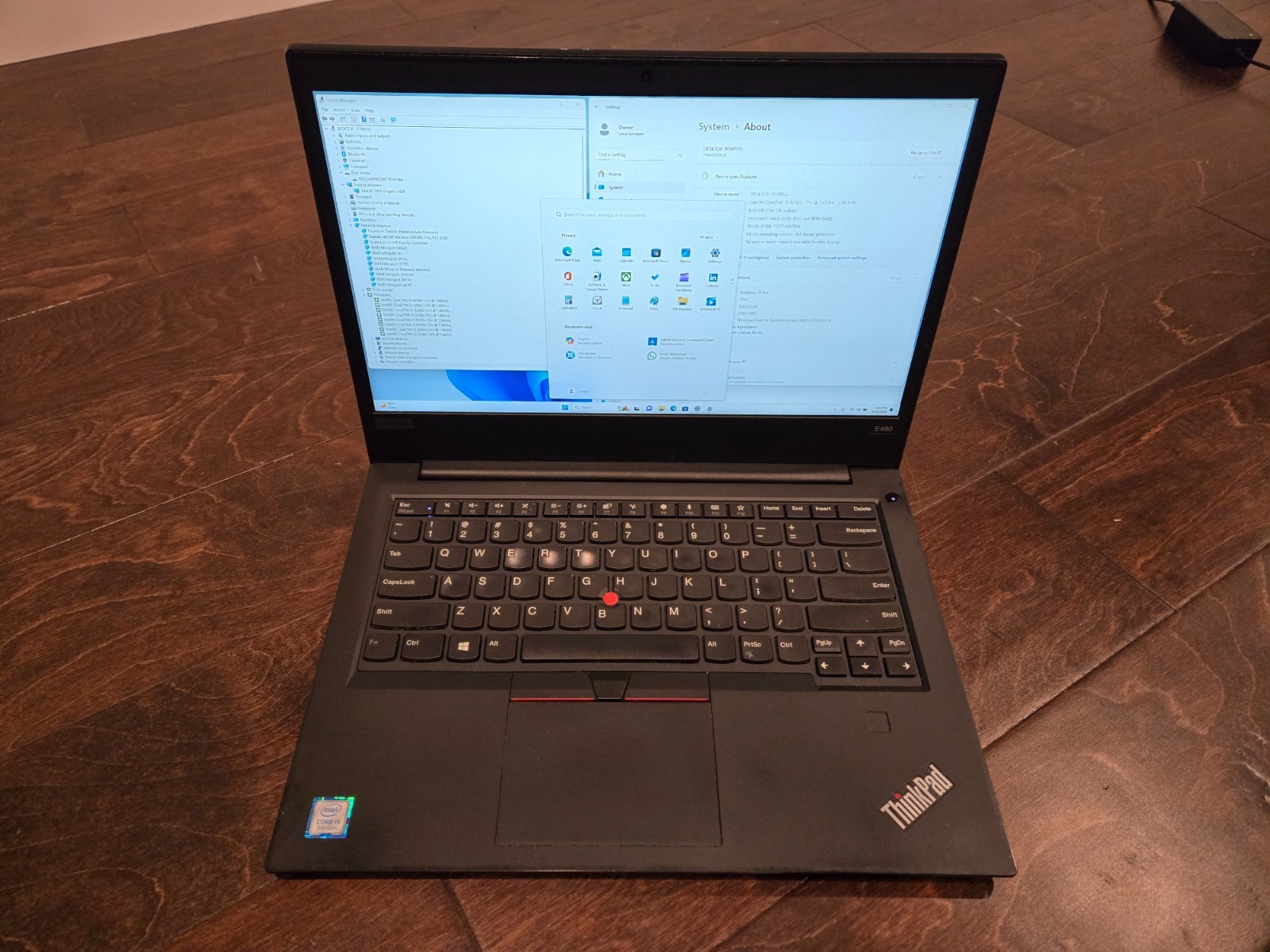LENOVO ThinkPad E480 14″ Core i5-8250u 1.60GHz 8GB, 256GB NVMe W11 Pro Grade B