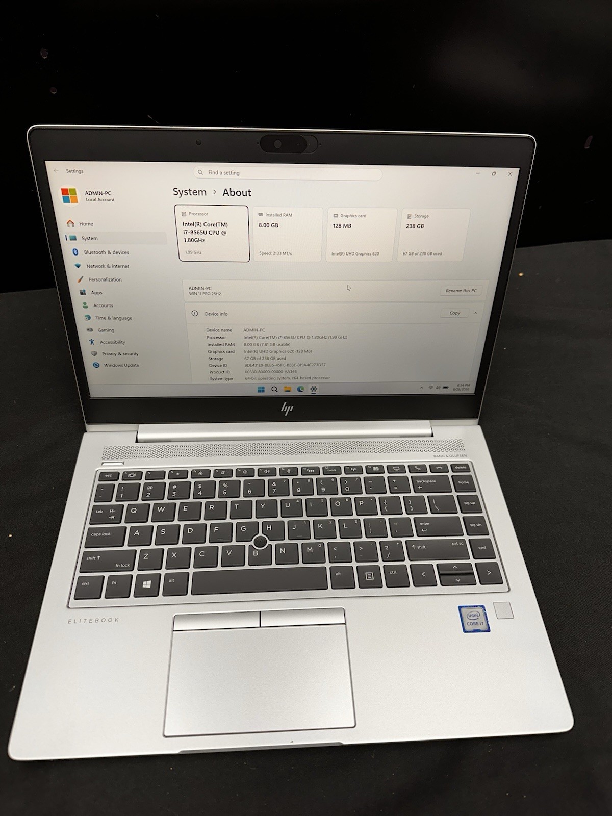 HP EliteBook 840 G6 Intel Core i7-8665U 8GB DDR4 256 GB SSDNvme.Grade A. #07