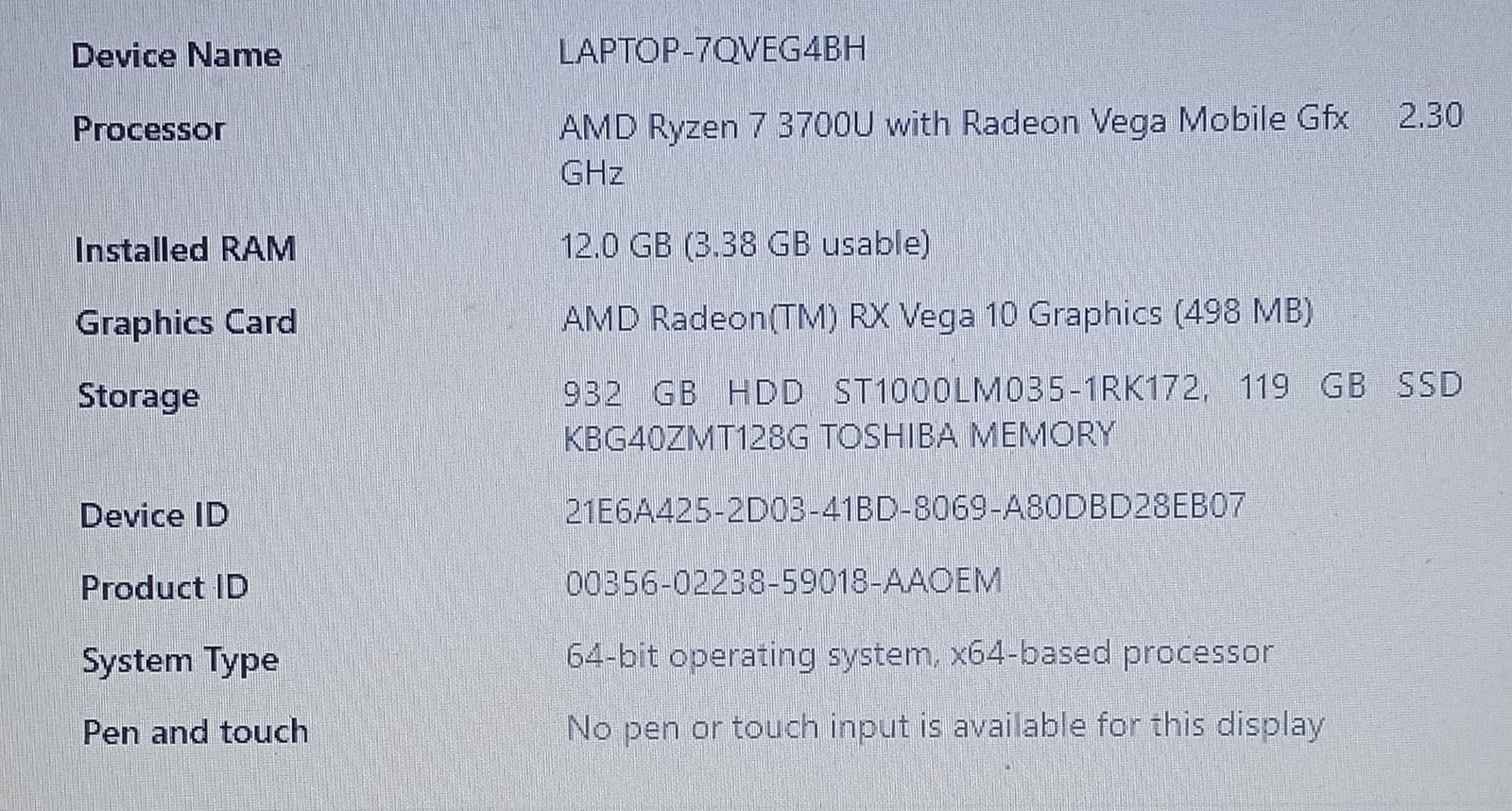 Lenovo IdeaPad 3 17.3″ Laptop AMD Ryzen 7 3700U 12GB RAM 1TB HDD Win10