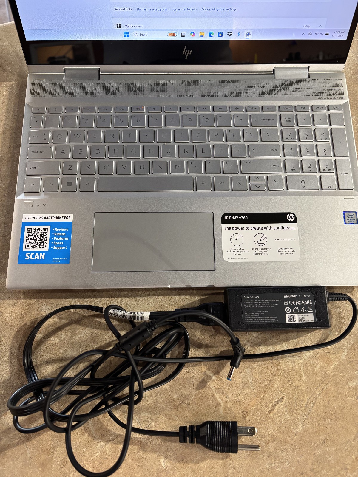 HP ENVY x360 2-in-1 15m-cn0011dx 15.6″, i5-8250U-16GB-256GB Nvme-Windows 11 Home