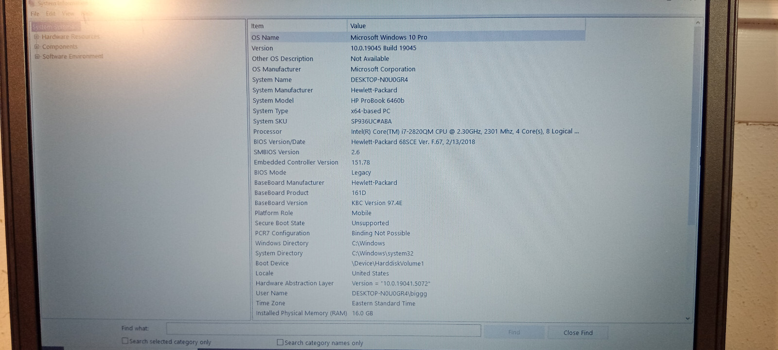 HP Probook 6460b, i7 2820qm 2.4 GHz, 16 GB RAM, 512 GB SSD, Win. 10 PRO, CHGR