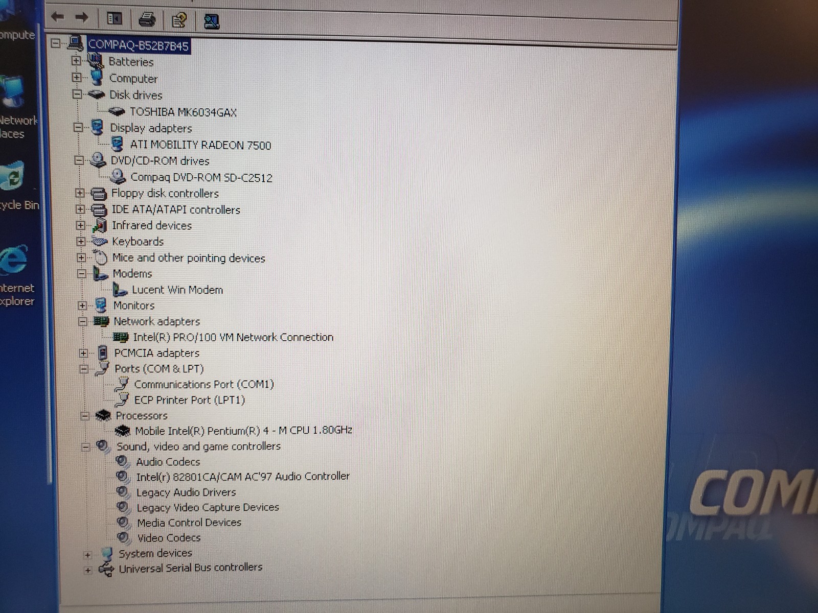 Vintage Compaq EVO N610C Laptop Pentium 4 1.8GHz 768MB 60GB WinXP Pro SP2