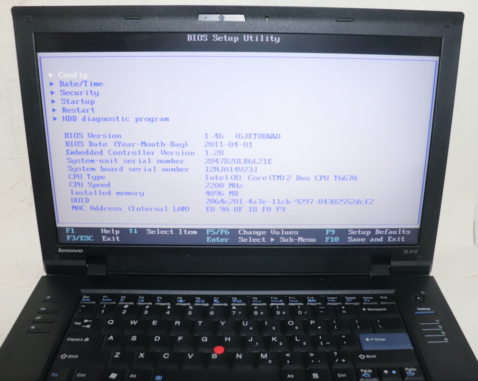 Lenovo ThinkPad SL510|IntelCore Duo@2.00GHz|4GB RAM|250GBHDD|WIN 7 Prof|WiFi