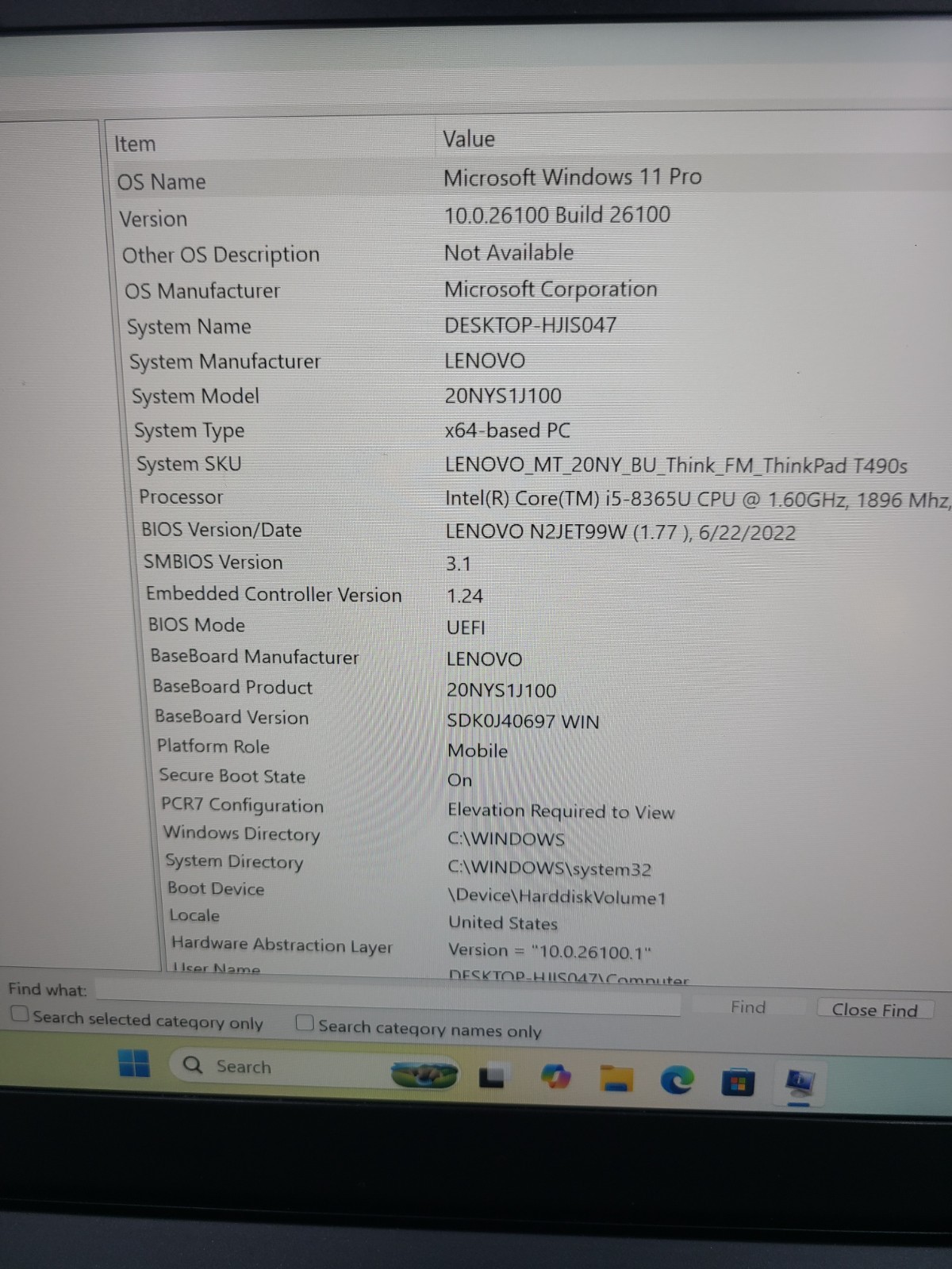 Lenovo ThinkPad T490s i5-8365U 1.60GHz 16GB Ram 256GB SSD Win 11 Pro