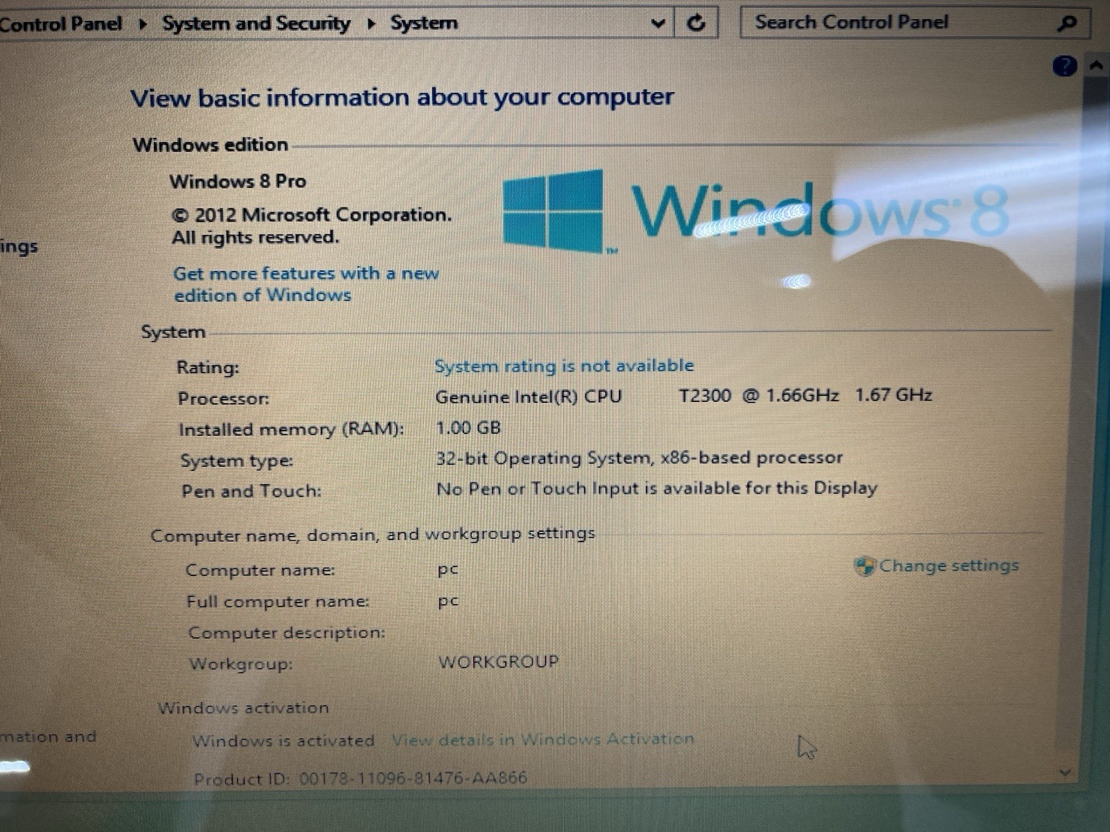 Dell XPS M1210 12″ Laptop Intel Core Duo 1.66GHz 1GB RAM 320GB HDD – Windows 8