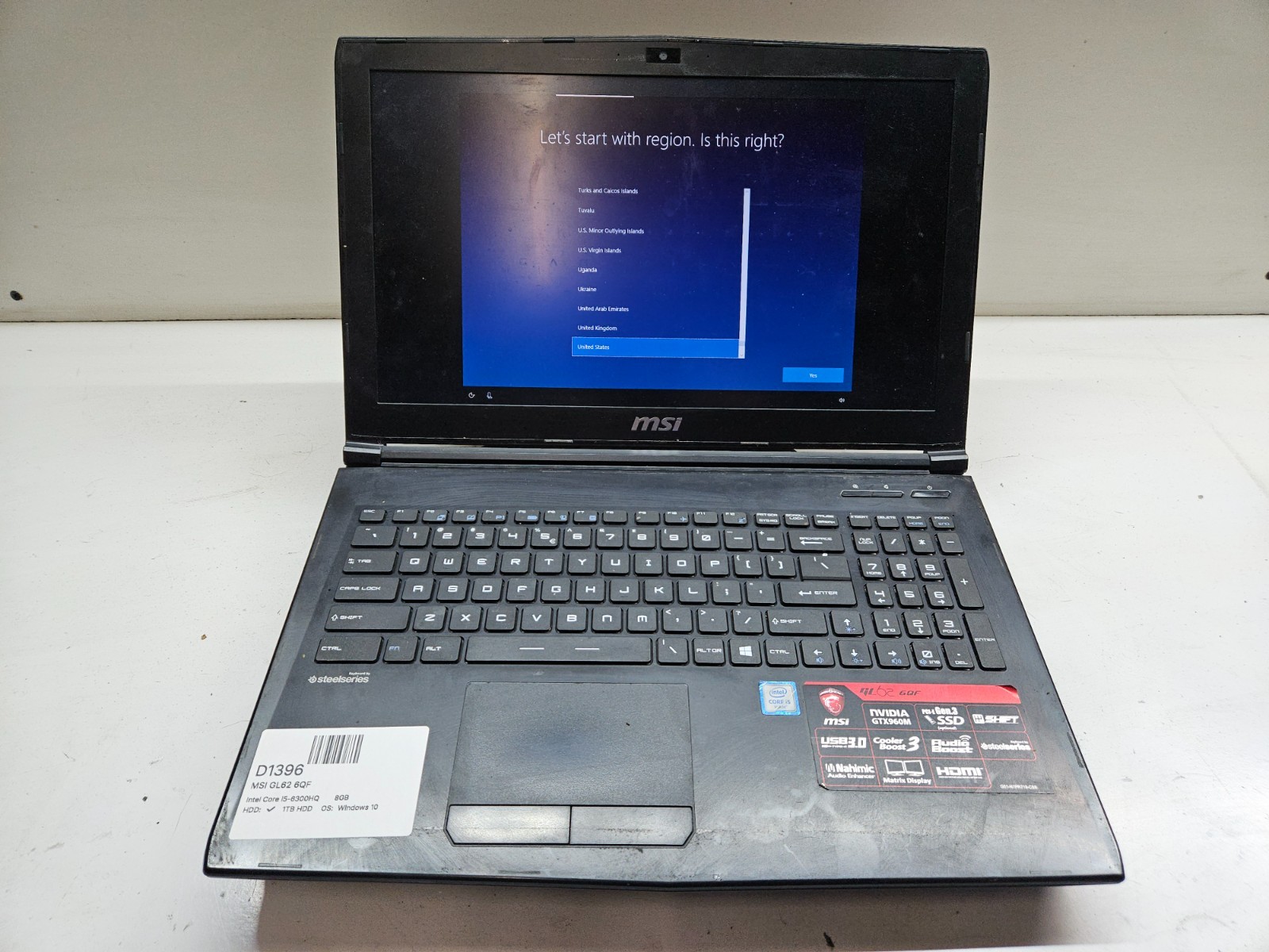 MSI GL62 6QF Intel Core i5-6300HQ 2.3GHz 8GB 1TB HDD WIN 10 GTX 960M NO BAT