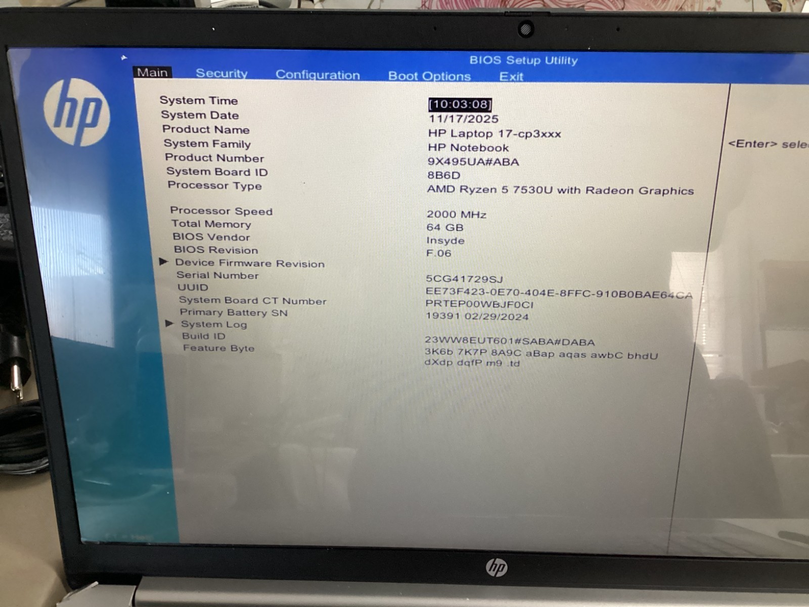 HP Laptop 17-CP3055CL 17.3″ AMD Ryzen 5 7530U 2.0GHz 64GB RAM 2TB SSD