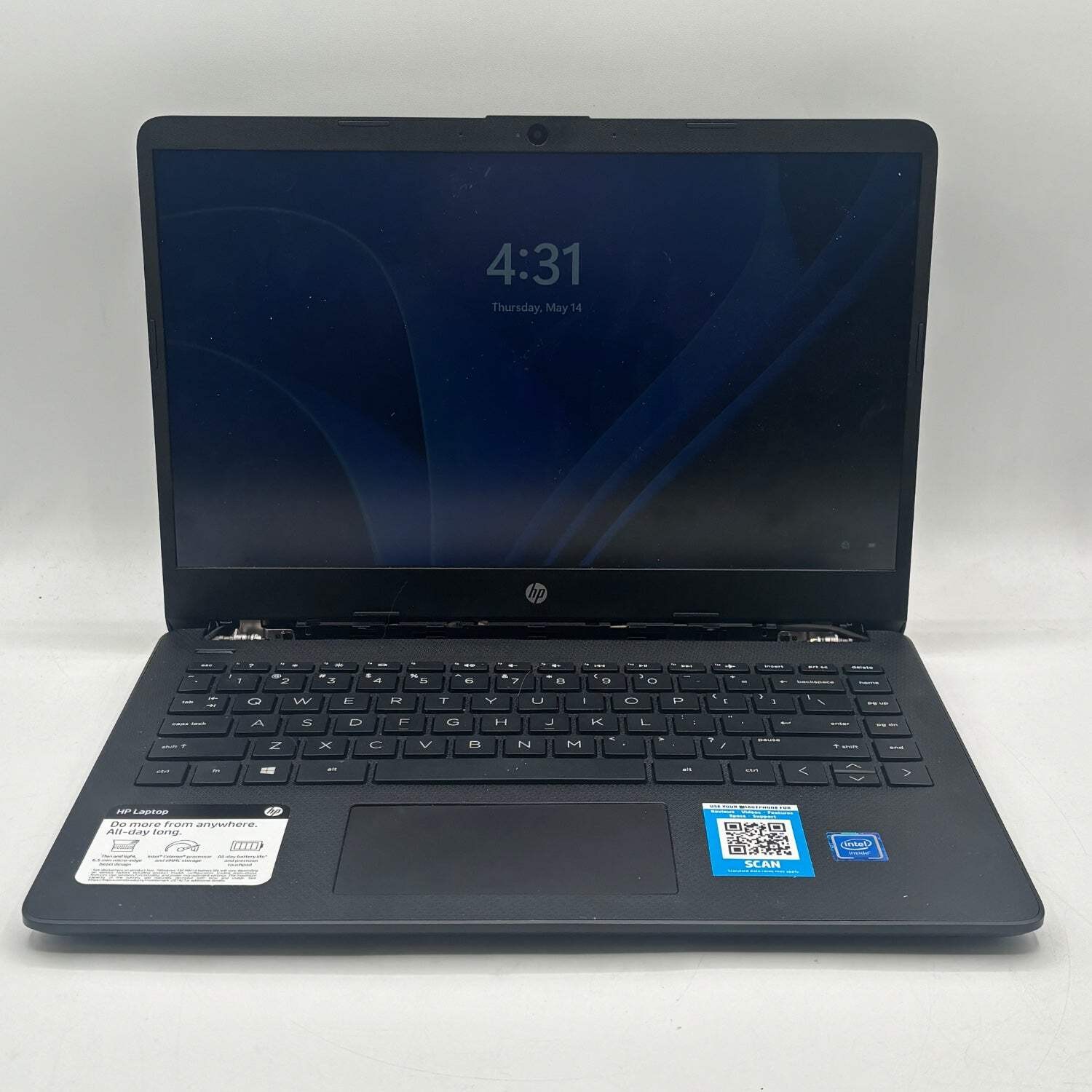 Broken HP Laptop 12.5″ Celeron N4020 1.1GHz 4GB RAM 60GB SSD Missing Hinge Cover
