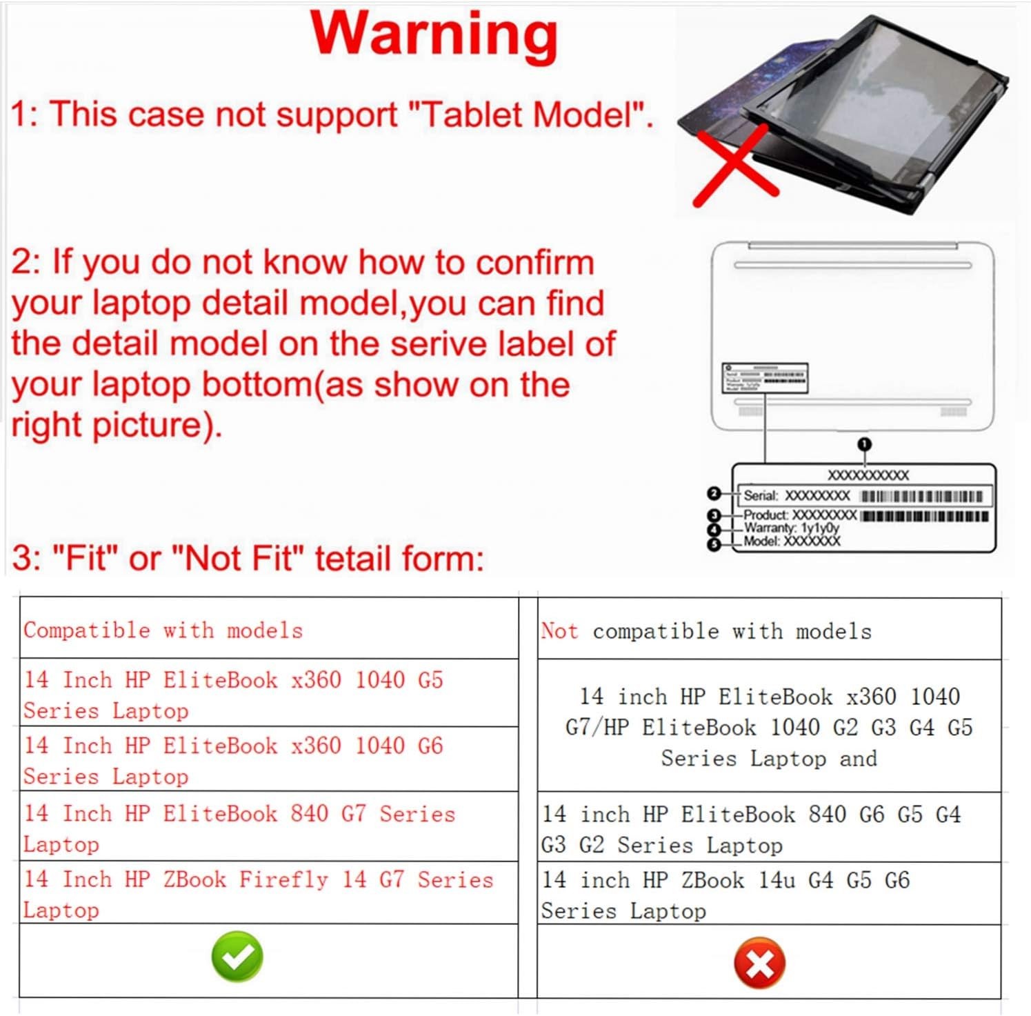 Protective Case for HP ZBook Firefly 14 G7, G8, ProBook 440 G8, G9, G10, Black