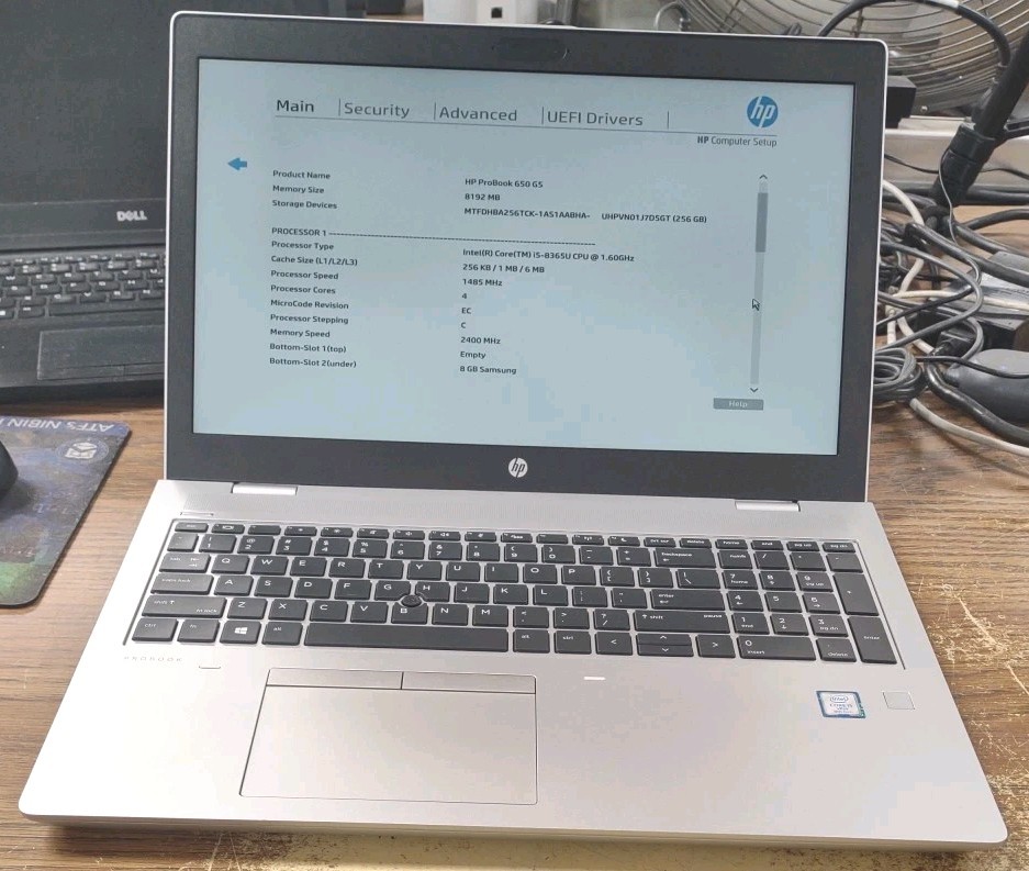HP ProBook 650 G5 15.6″ W/ Intel i5-8365U @ 1.6GHz, 8GB, 256GB.