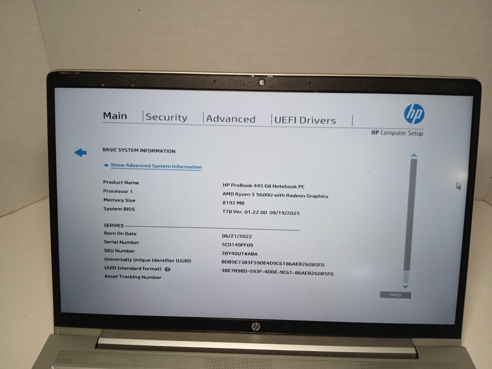 HP ProBook 445 G8 14″ Laptop AMD Ryzen 5 5600U 8GB RAM NO OS/SSD. #97