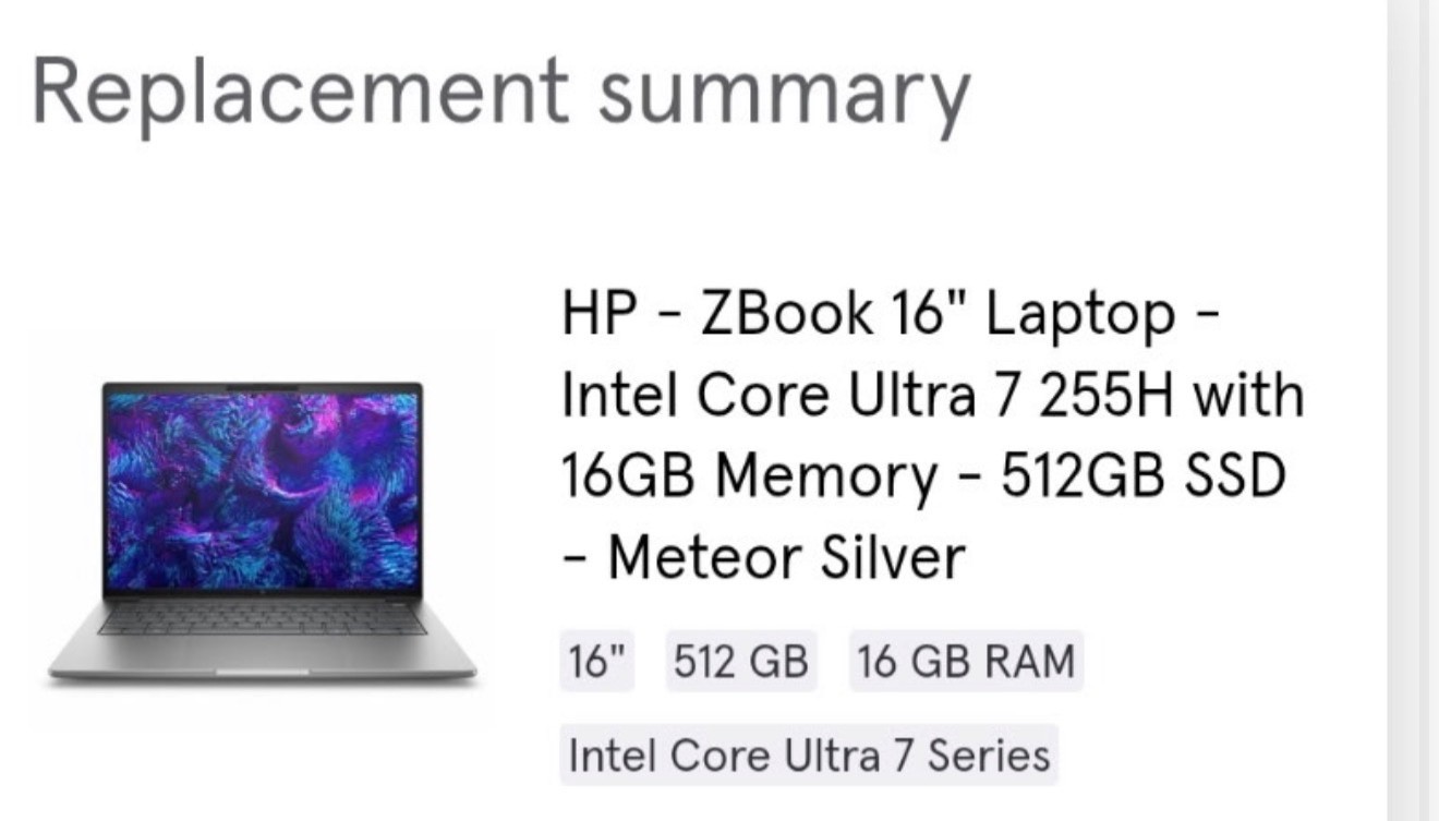 Engineering Laptop HP ZBook 16” (Intel Core Ultra 7 255H, 16 GB RAM, 512 GB SSD,