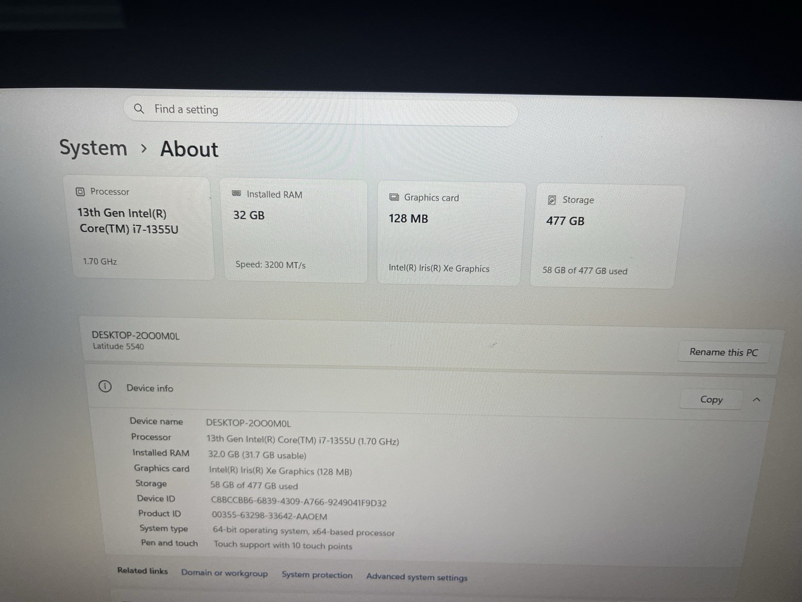 Dell Latitude 5540 15.6″ Touch i7-1355U 13th Gen 32GB 512GB NVMe Win 11 Pro-1Z