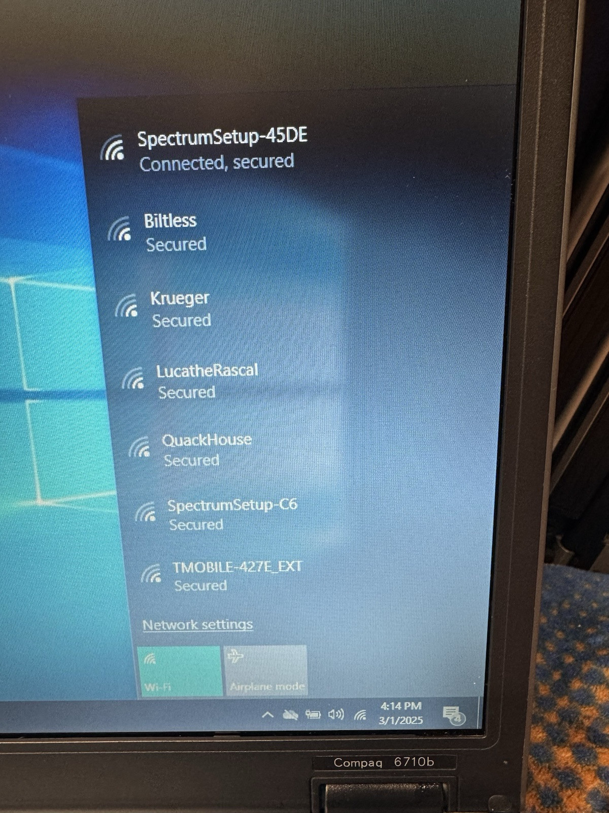 HP 6710b 15.4”, Win10pro, Intel C2D 2.20, 150 GB, 2.5 GB, DVD-RW, Wifi, #005