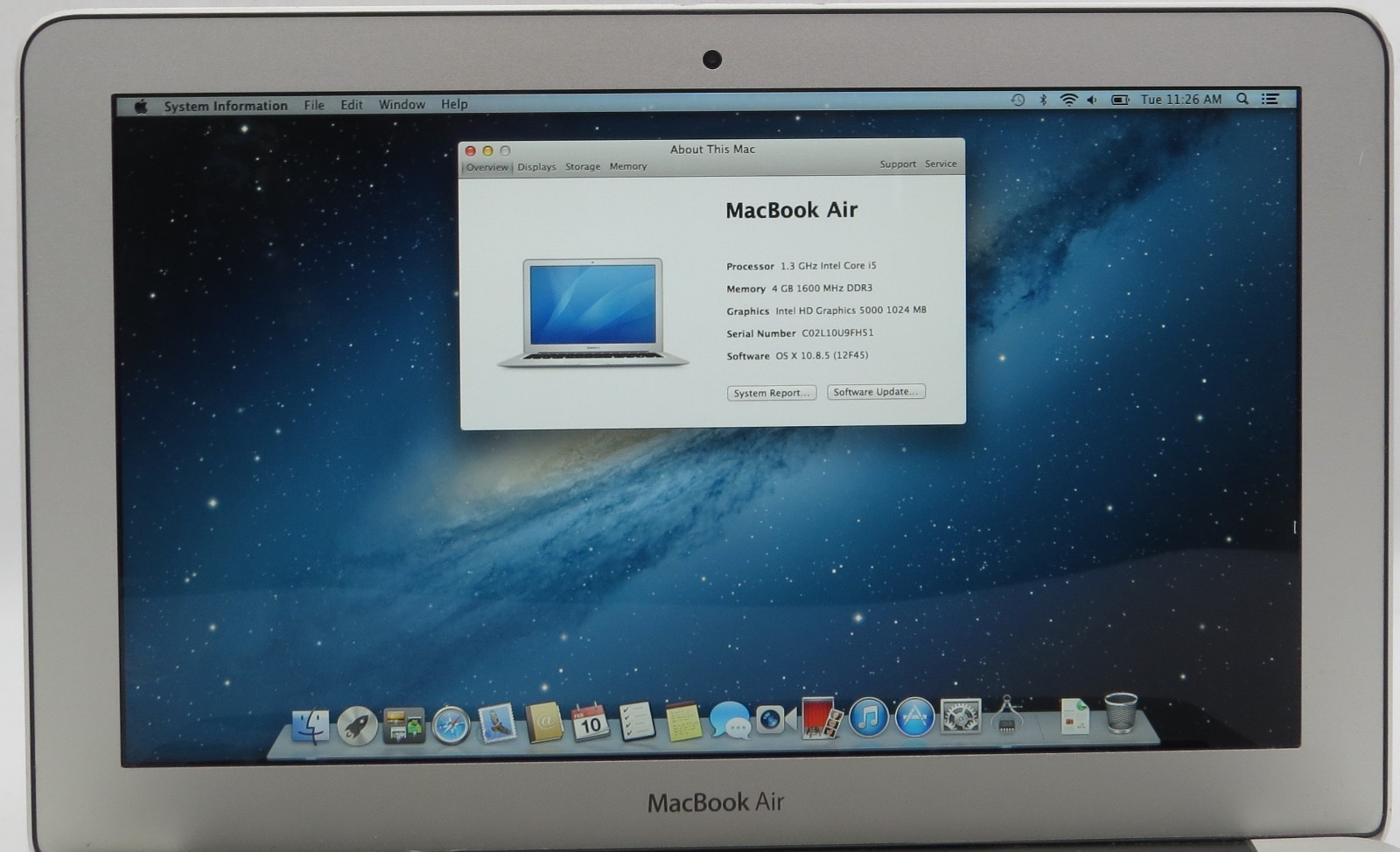 2013 MacBook Air 11″ A1465 i5-4250U @ 1.3 GHz 4GB RAM 128GB SSD macOS X