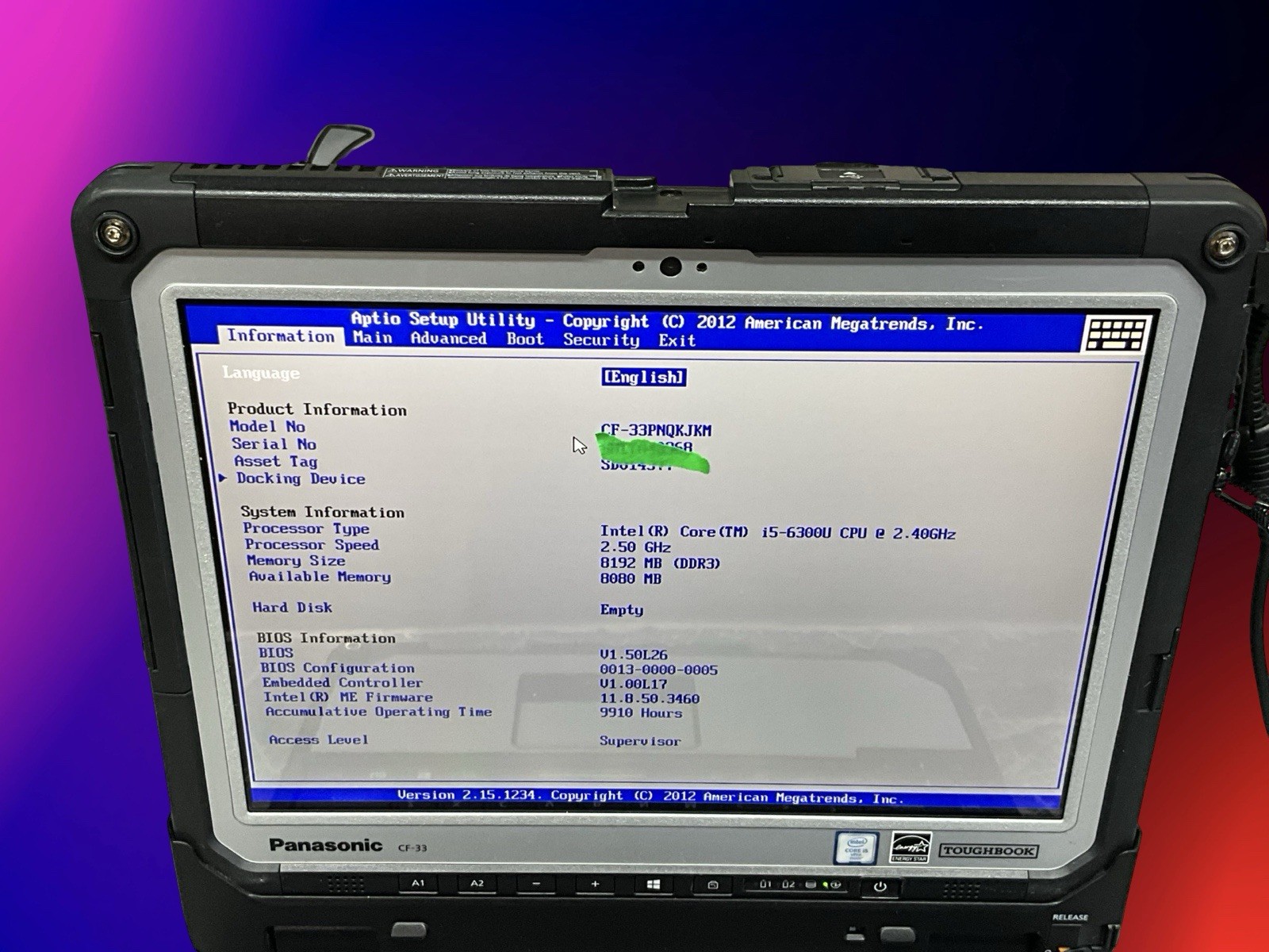 Panasonic Toughbook CF-33 i5-6TH GEN 2.4GHz 8GB RAM TOUCH