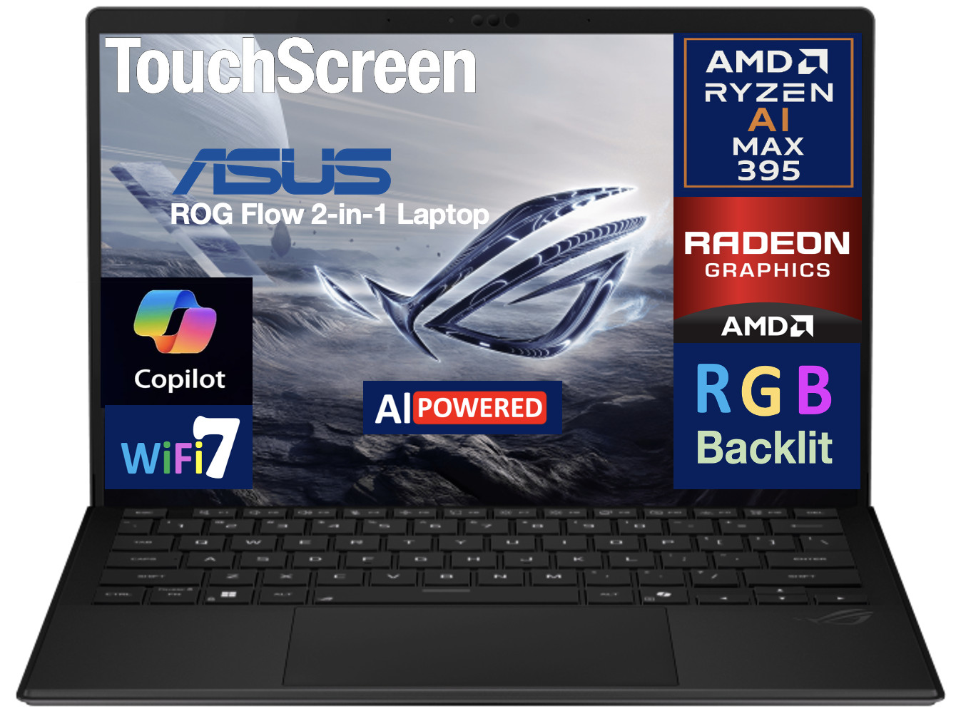 ASUS ROG Flow 13.4″ 2560 x 1600 AMD Ryzen AI MAX 395 32GB 1TB SSD Windows 11 Pro