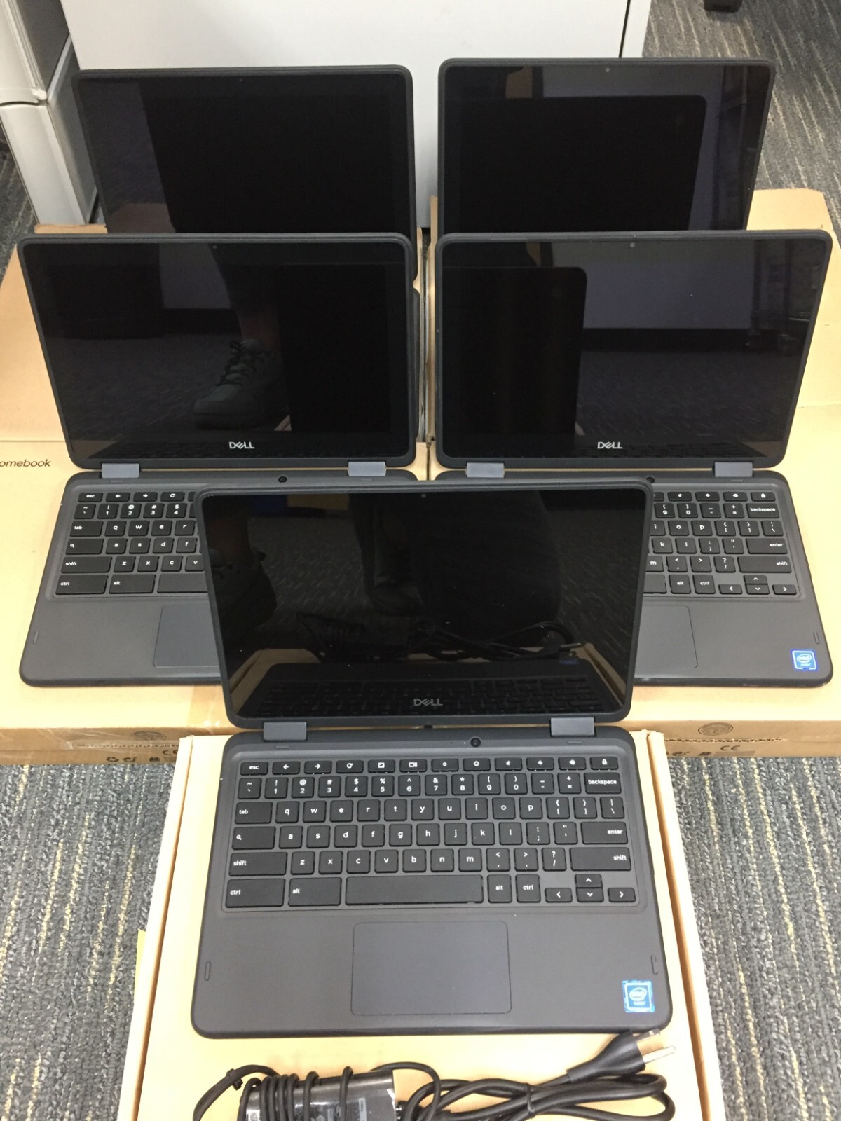 Lot of 5 *PARTS* Dell Chromebook 5190 11.6″ Touch/Intel N3450/4GB RAM/32GB eMMC